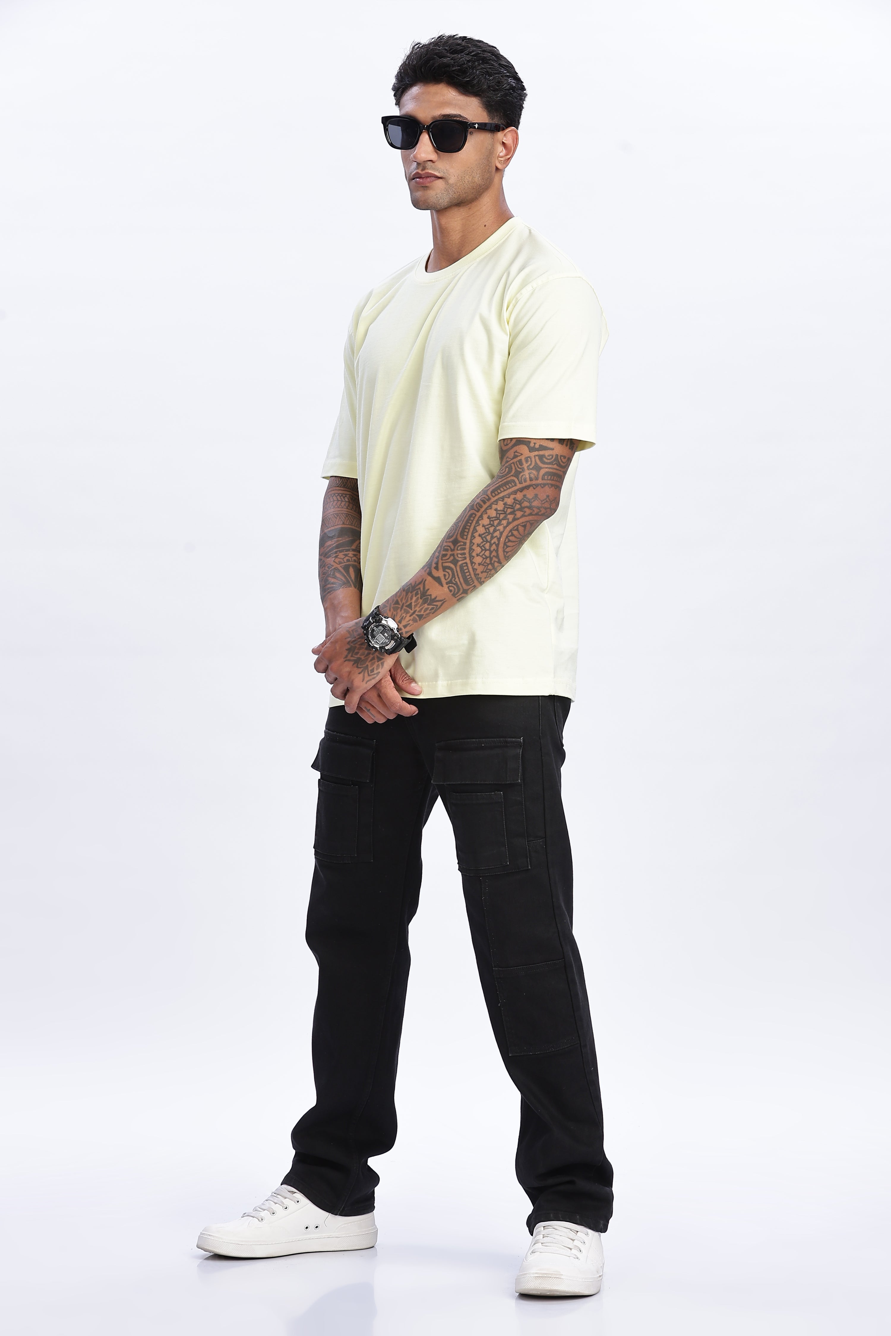 Men's Light Yellow Oversized T-Shirt