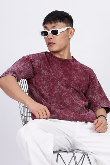 Maroon Acid Washed Oversized T-Shirt