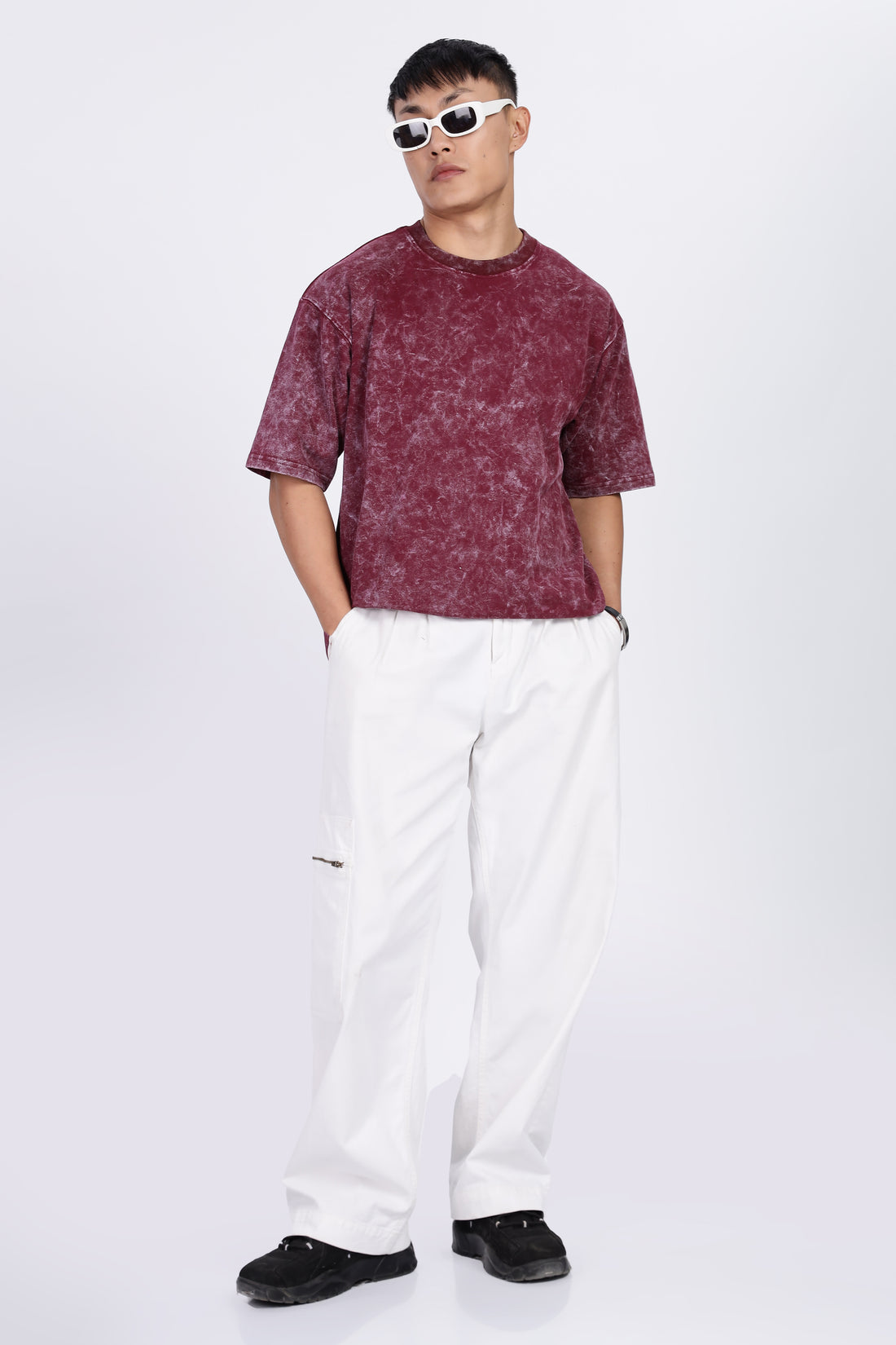 Maroon Acid Washed Oversized T-Shirt