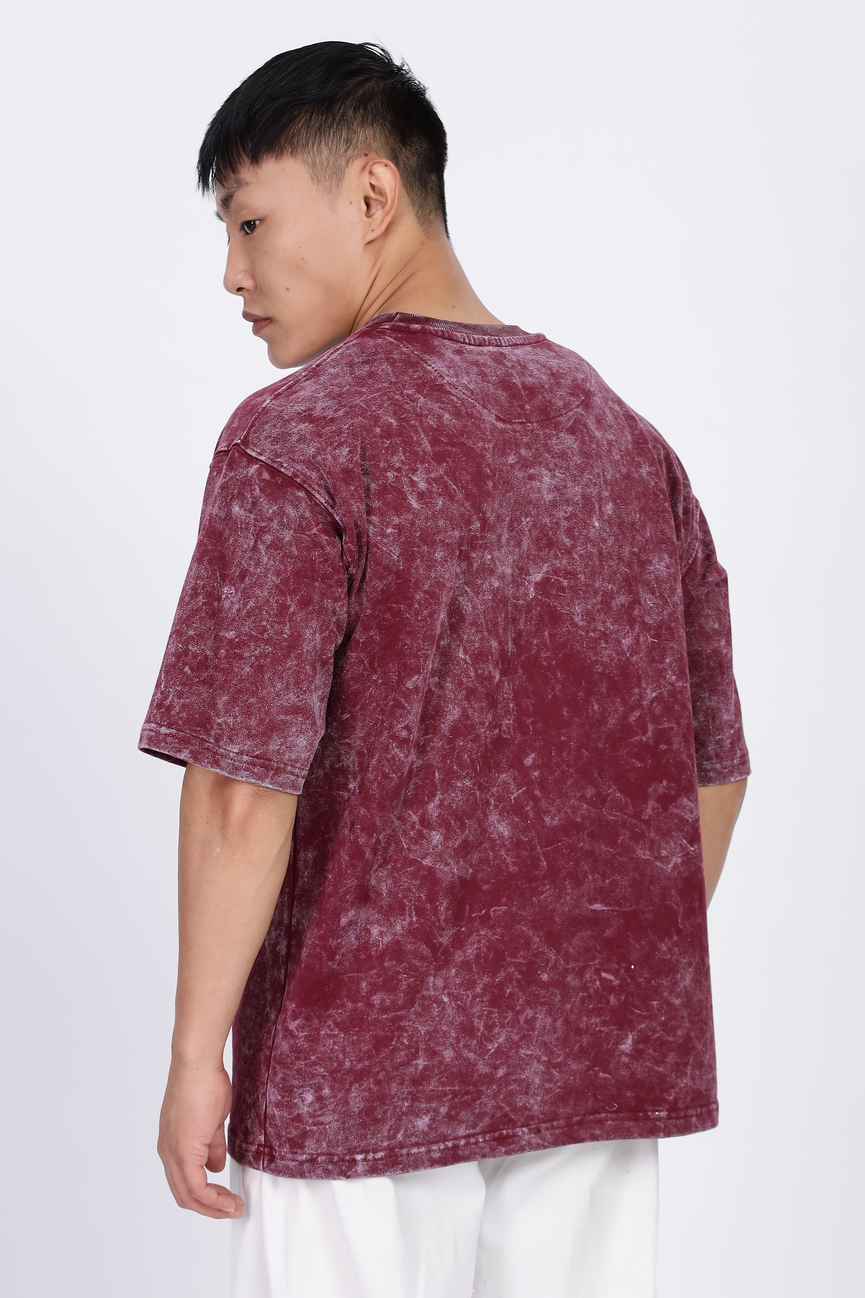 Maroon Acid Washed Oversized T-Shirt