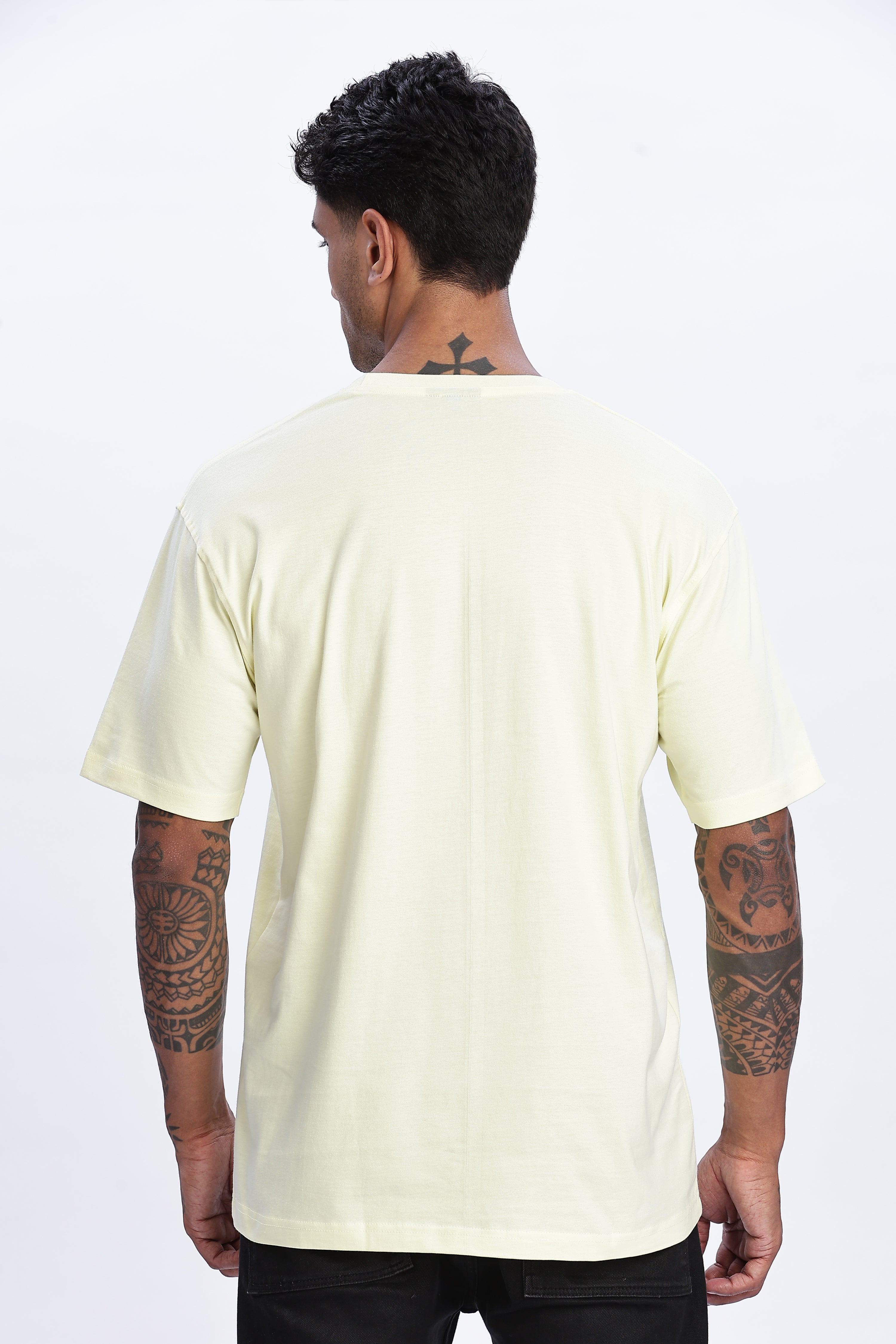 Men's Light Yellow Oversized T-Shirt