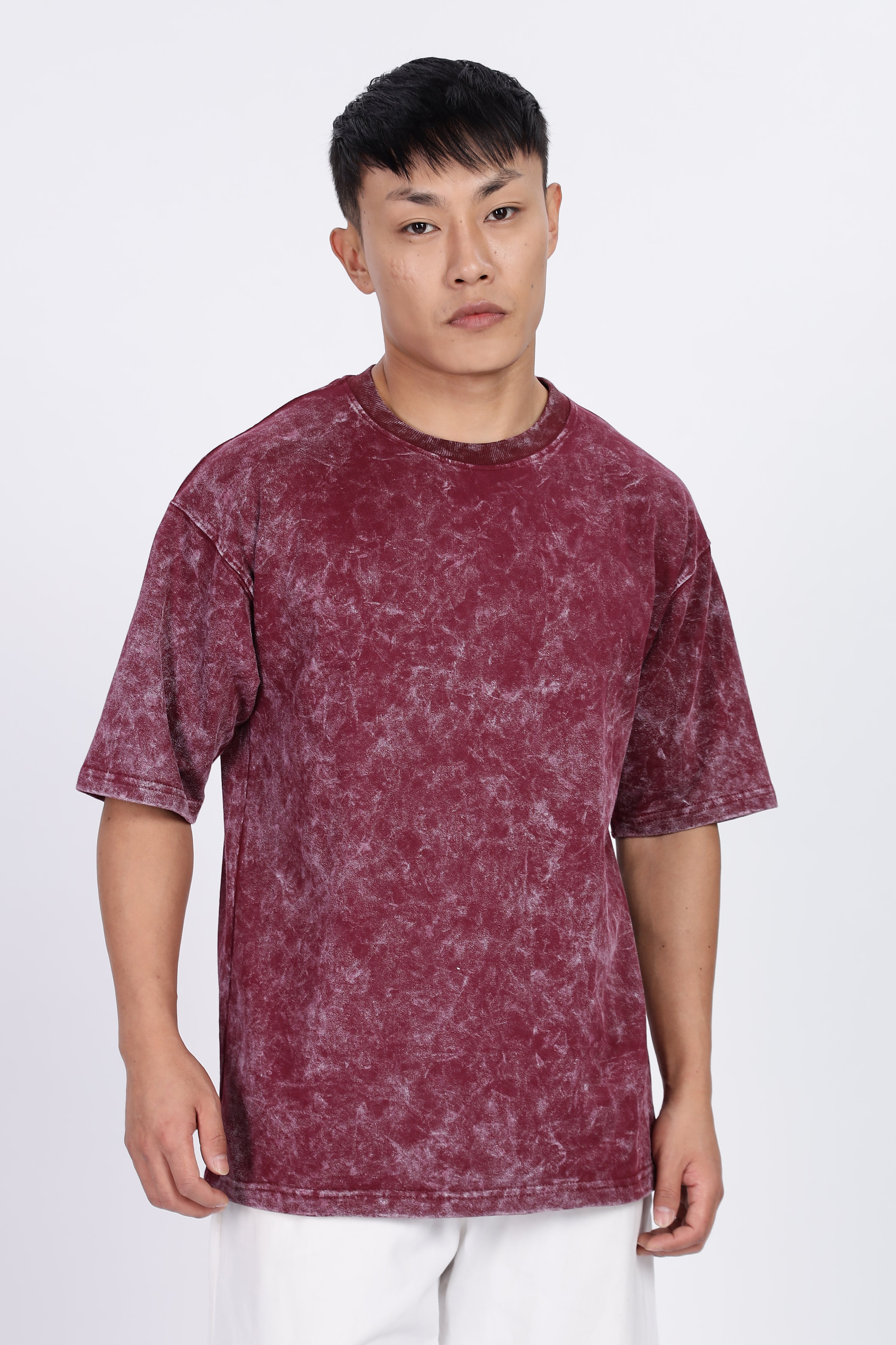 Maroon Acid Washed Oversized T-Shirt