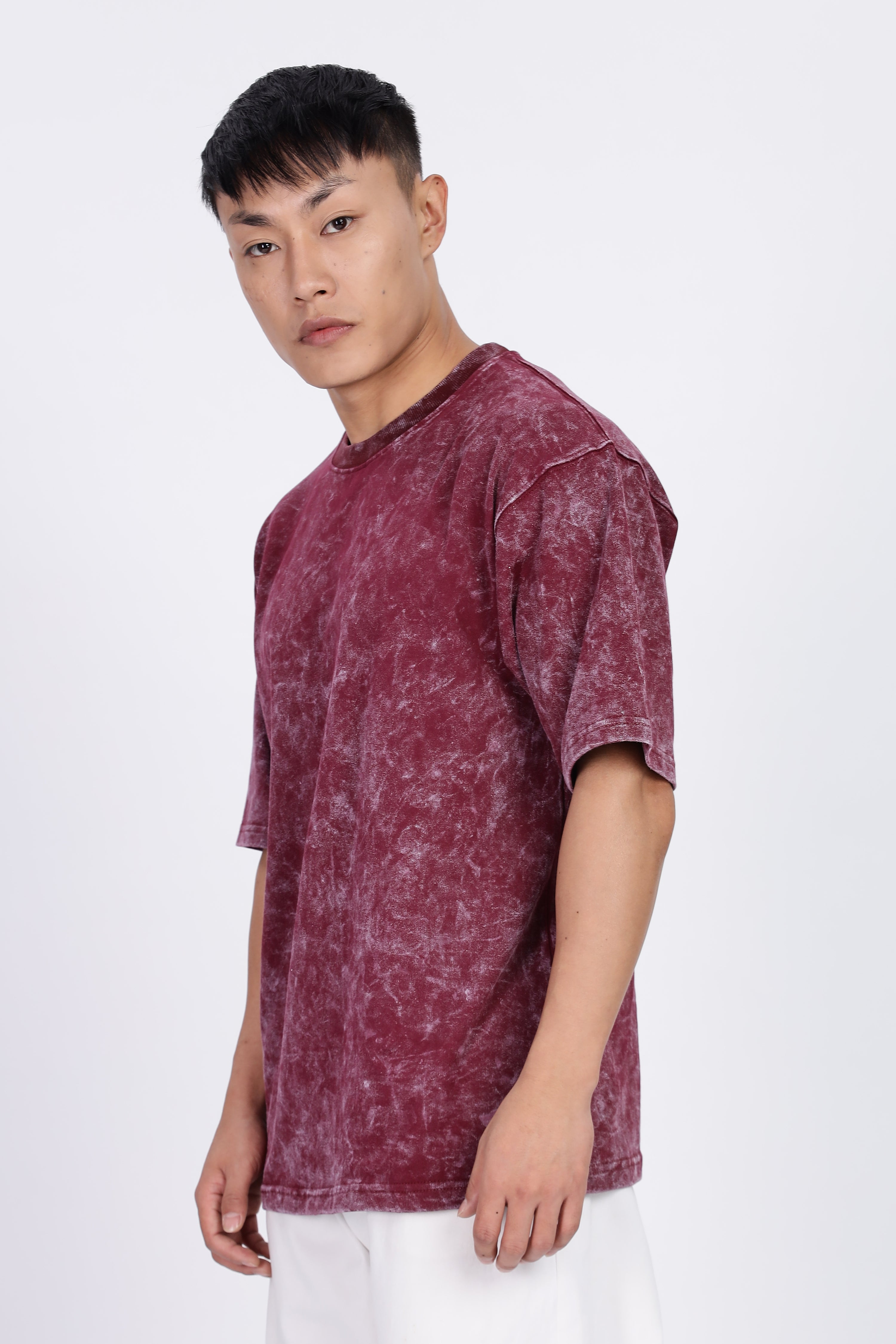 Maroon Acid Washed Oversized T-Shirt