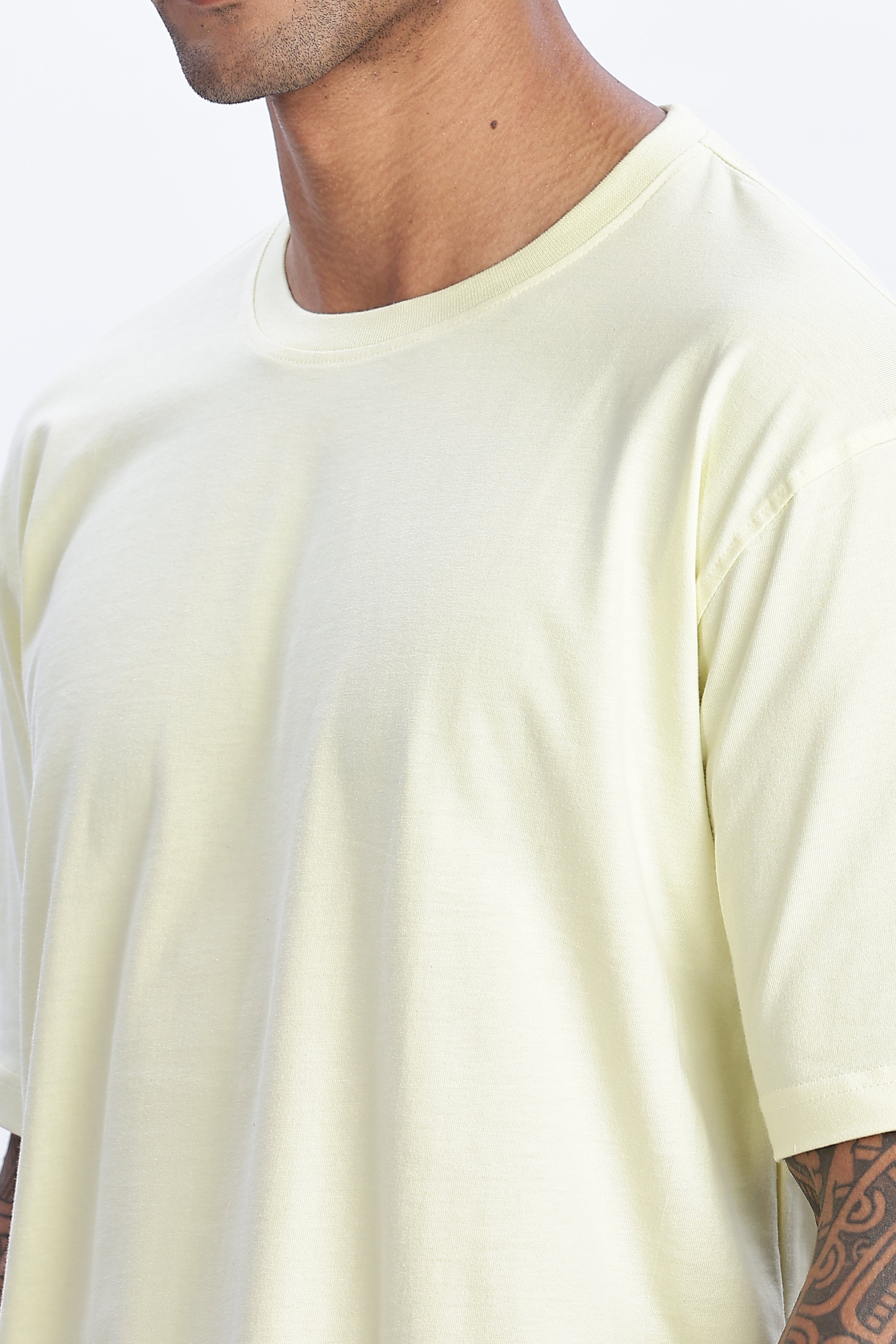 Men's Light Yellow Oversized T-Shirt