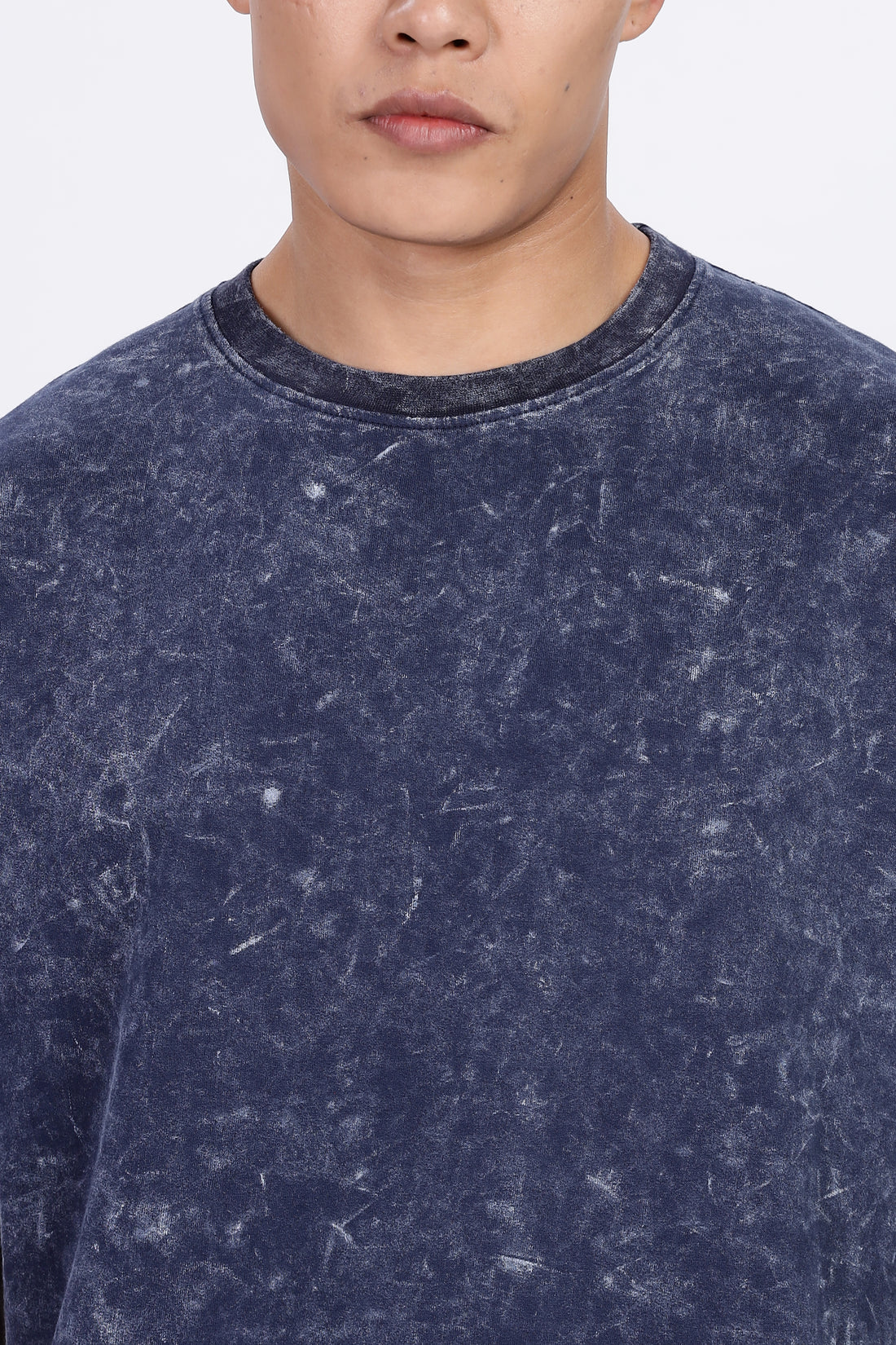 Navy Blue Acid Washed Oversized T-Shirt