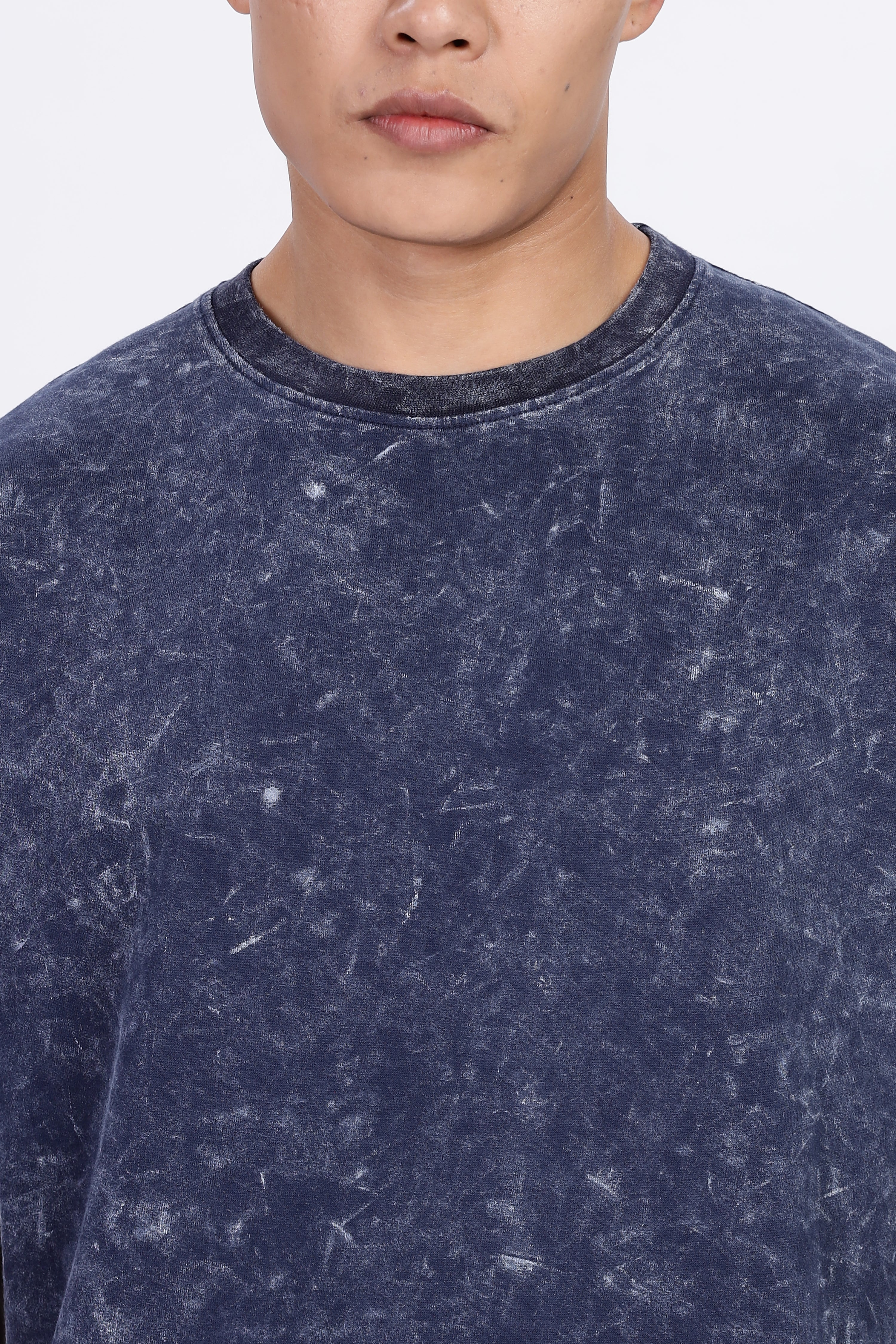 Navy Blue Acid Washed Oversized T-Shirt