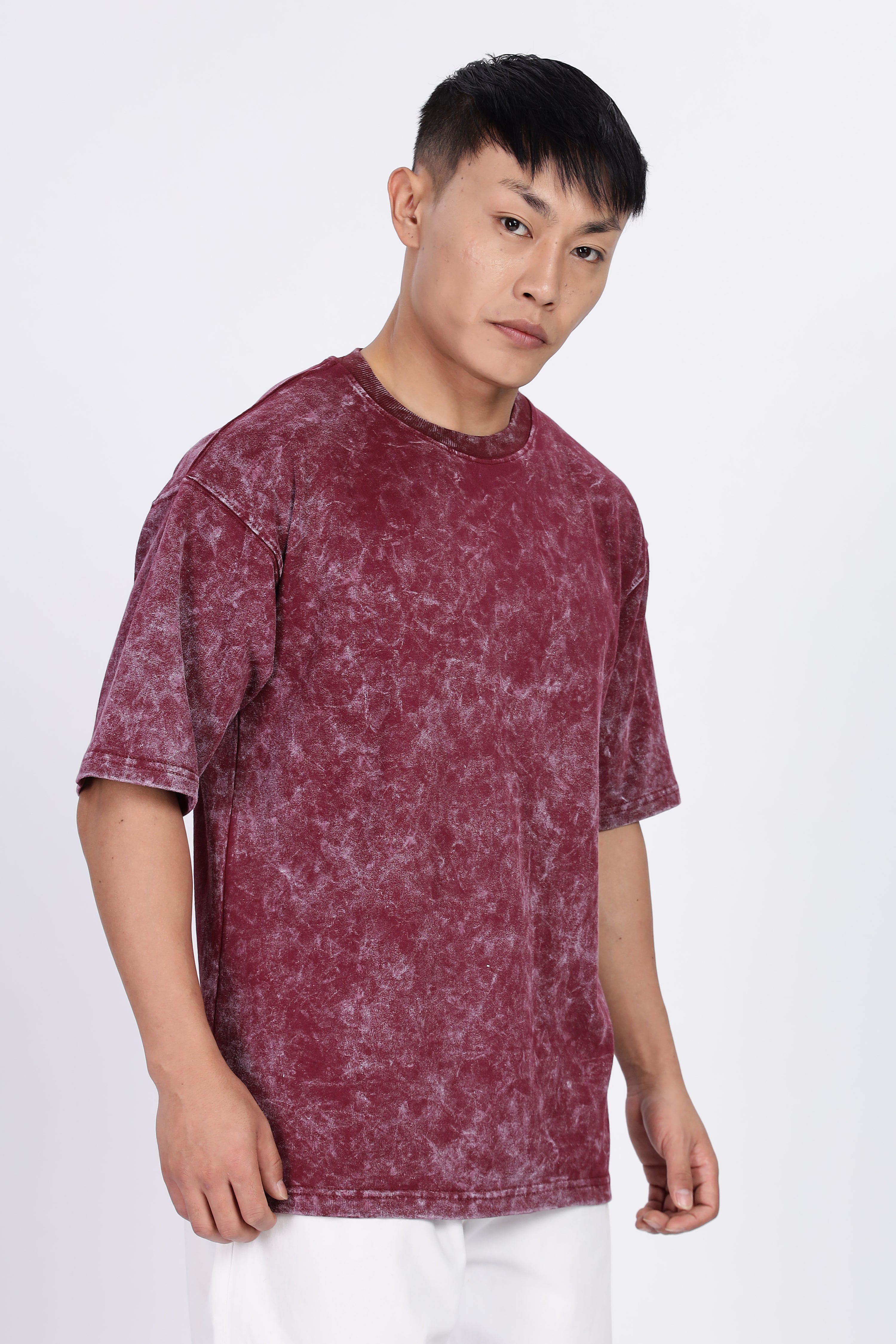 Maroon Acid Washed Oversized T-Shirt