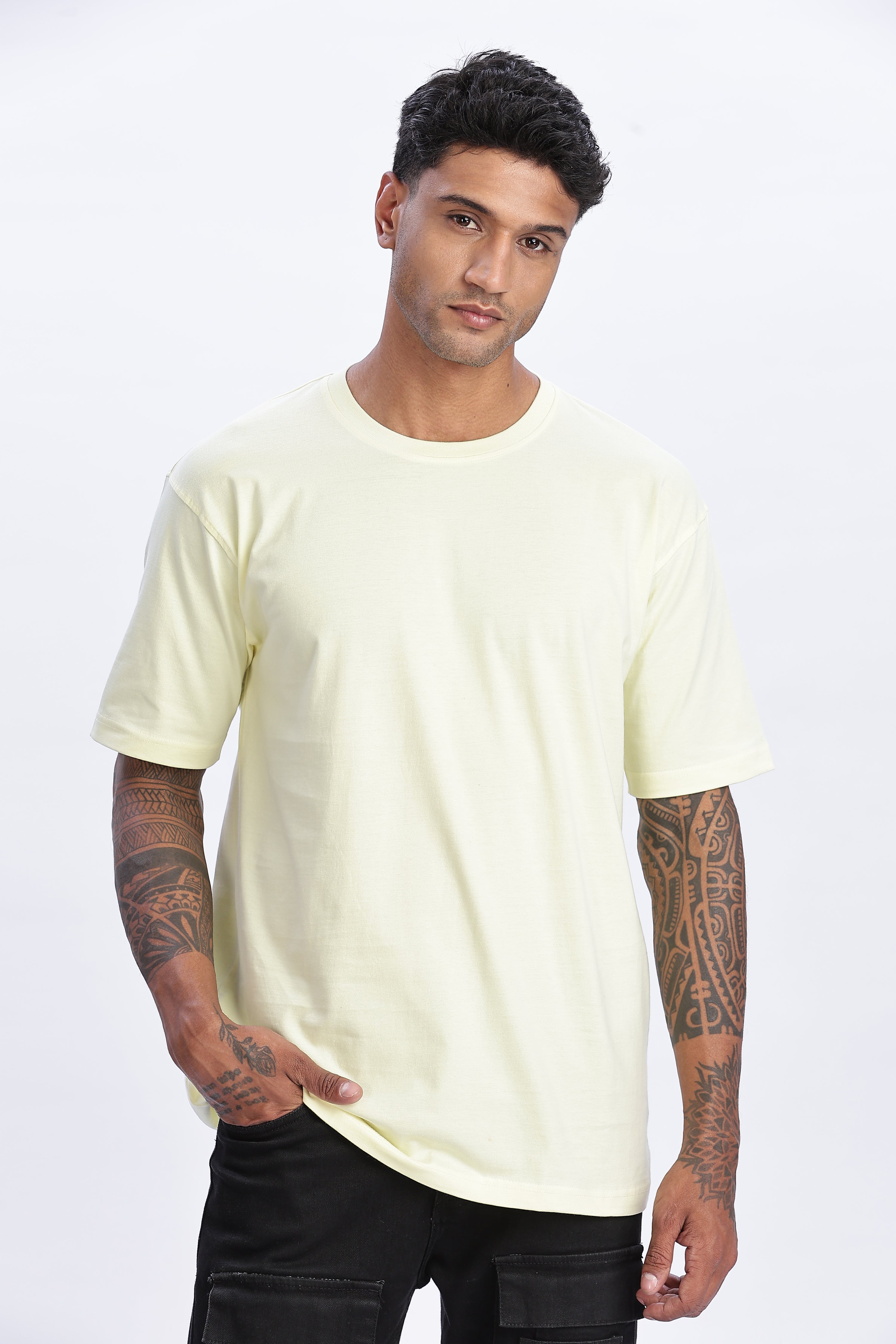 Men's Light Yellow Oversized T-Shirt