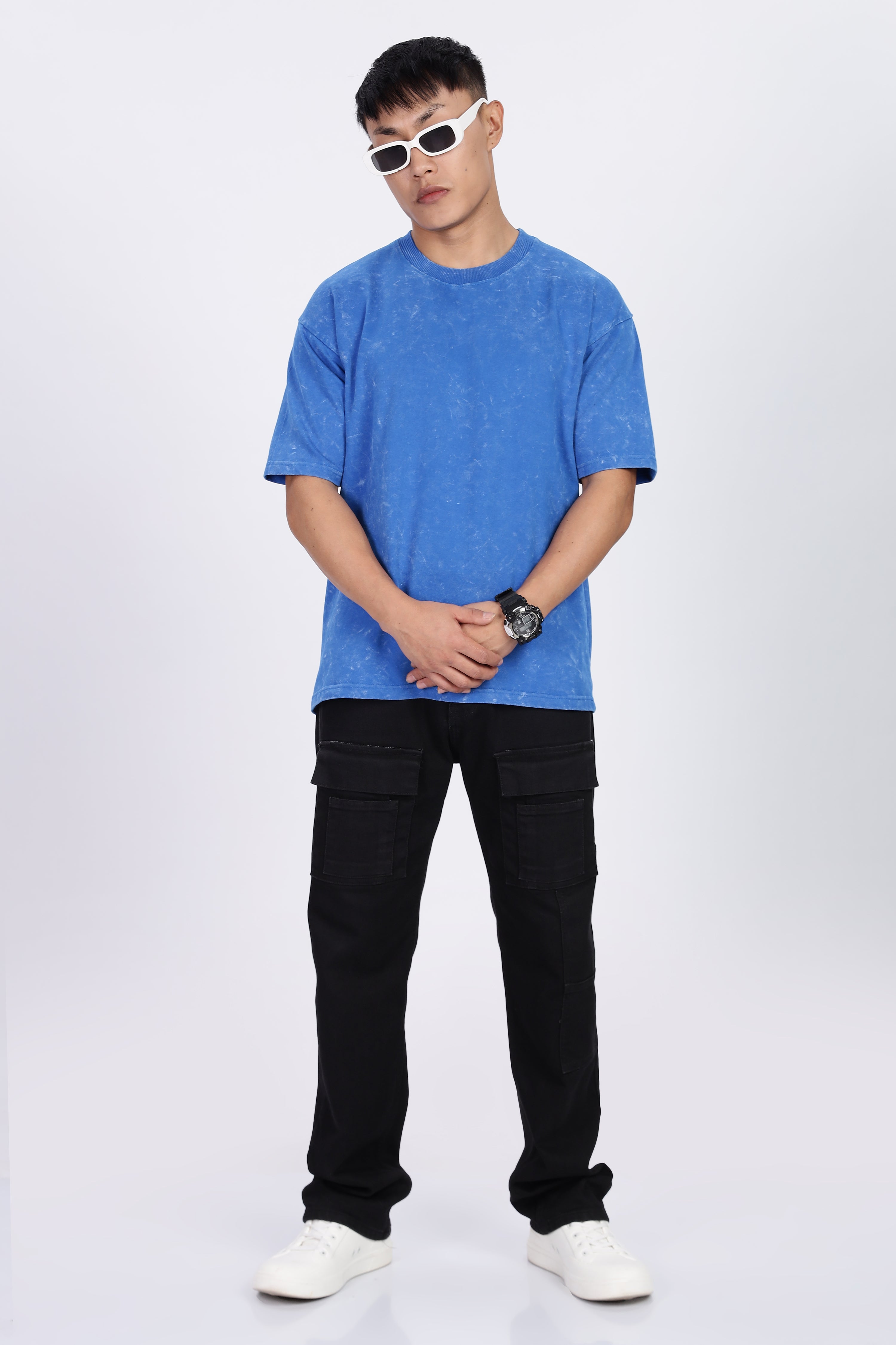 Blue Acid Washed Oversized T-Shirt