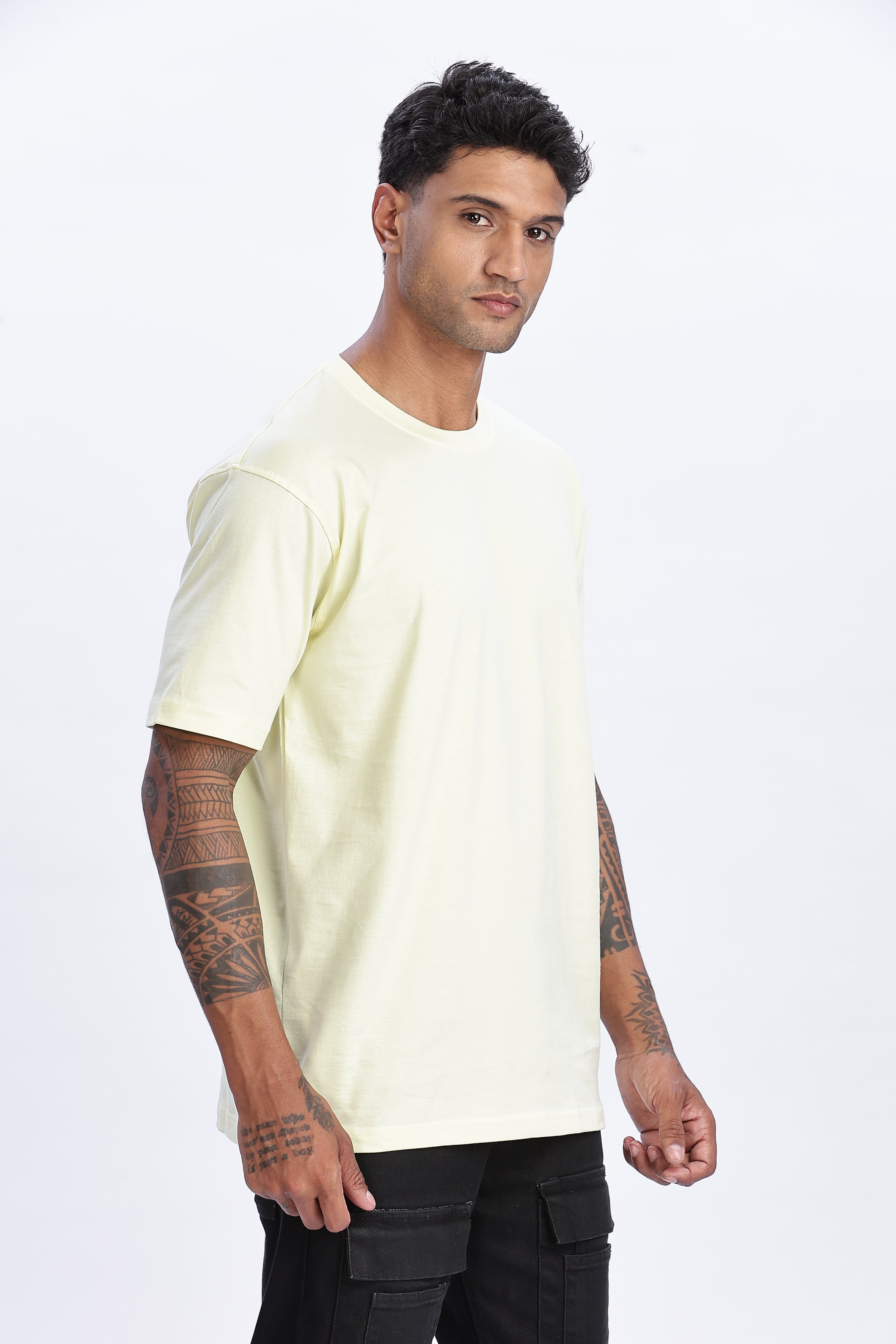 Men's Light Yellow Oversized T-Shirt