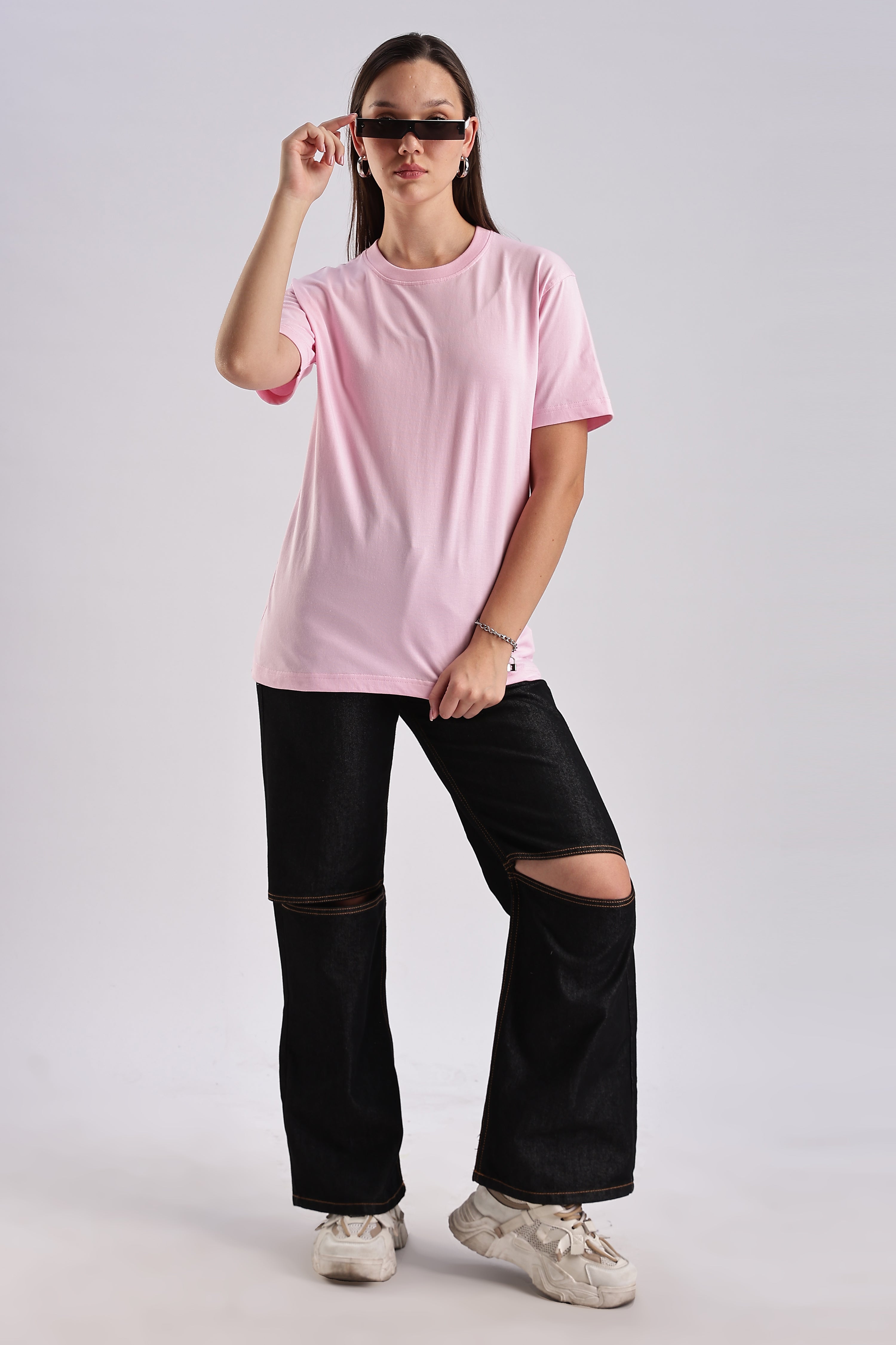 Women's Pastel Pink Lavendar Oversized T-Shirt