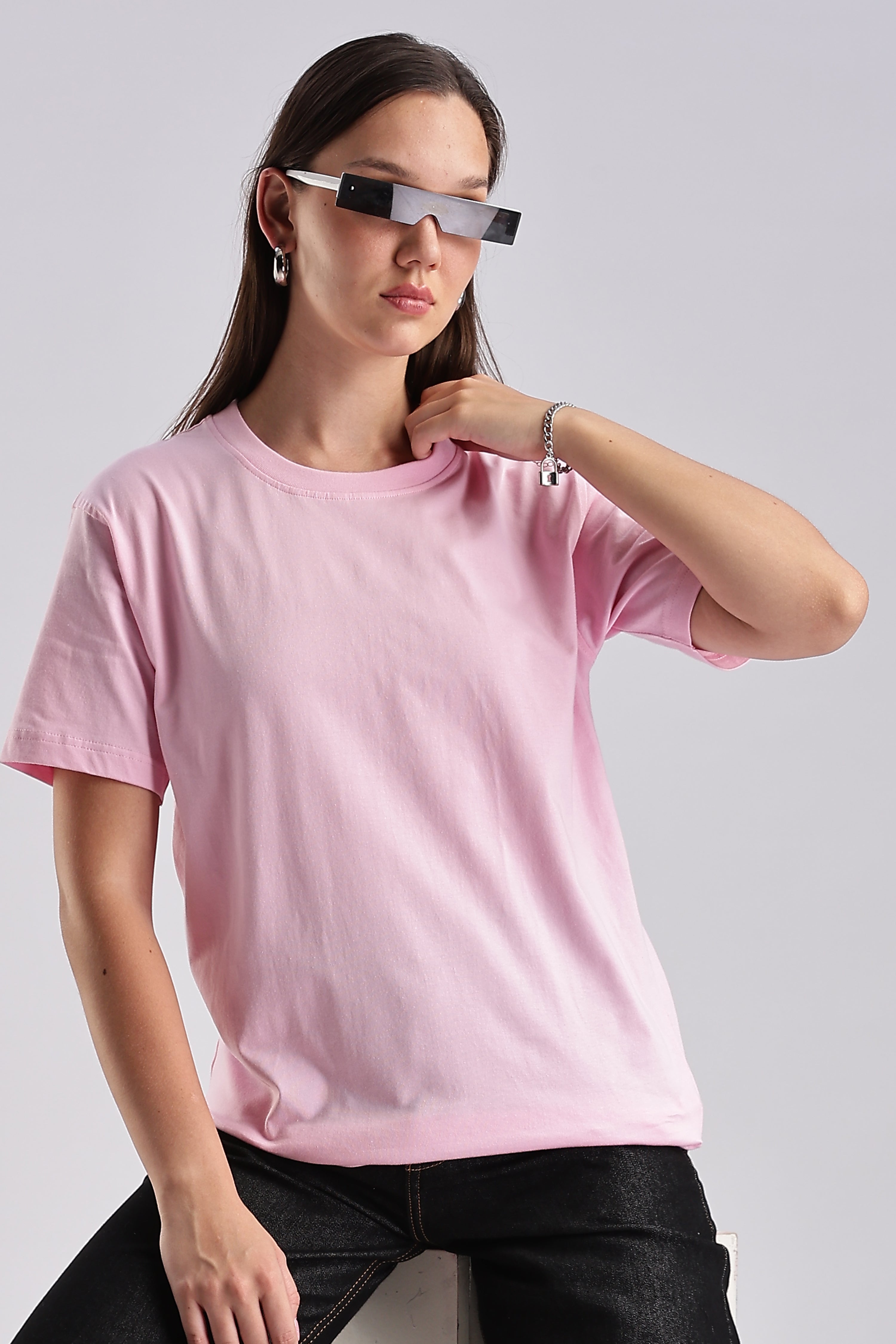 Women's Pastel Pink Lavendar Oversized T-Shirt