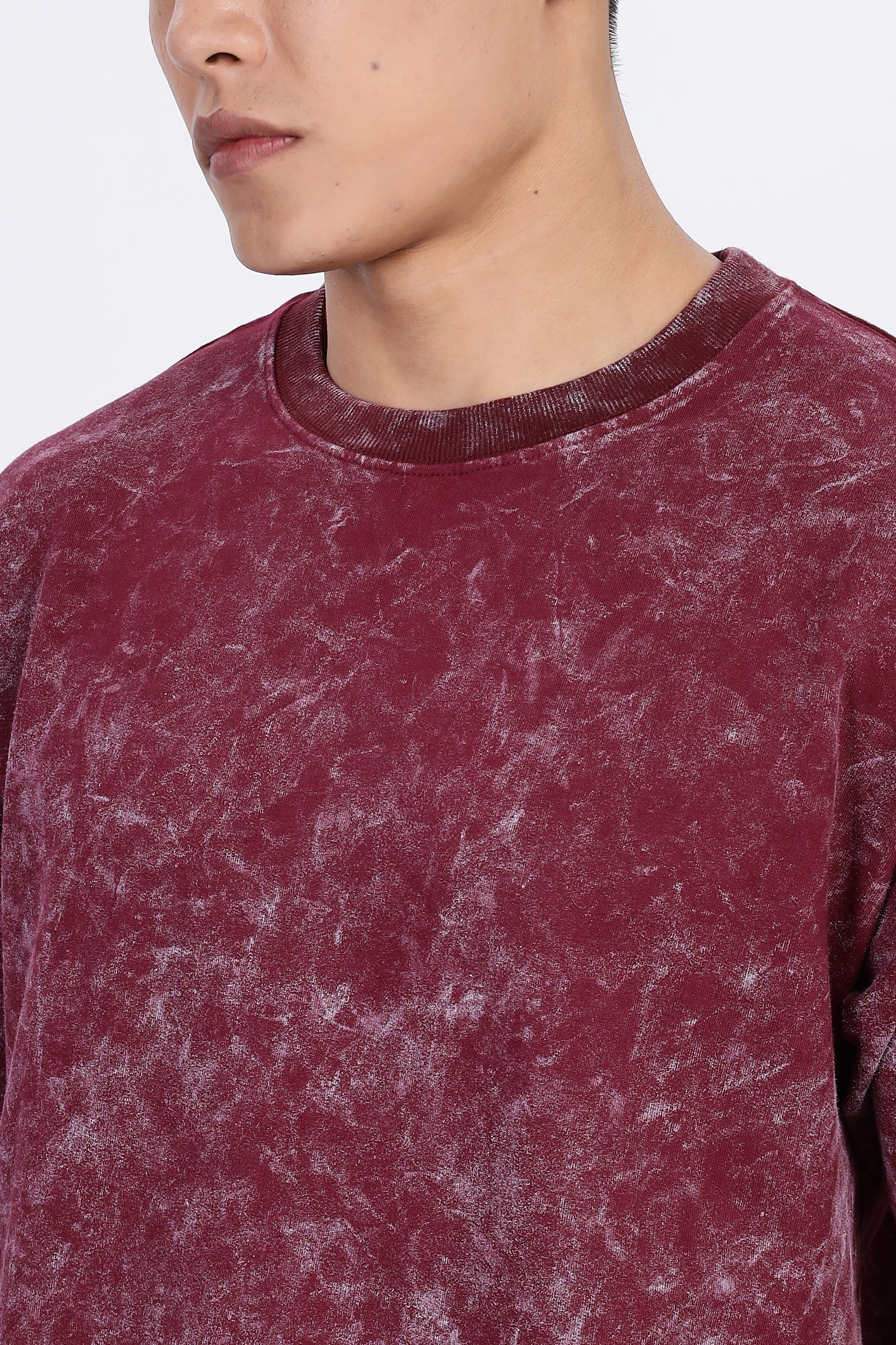 Maroon Acid Washed Oversized T-Shirt