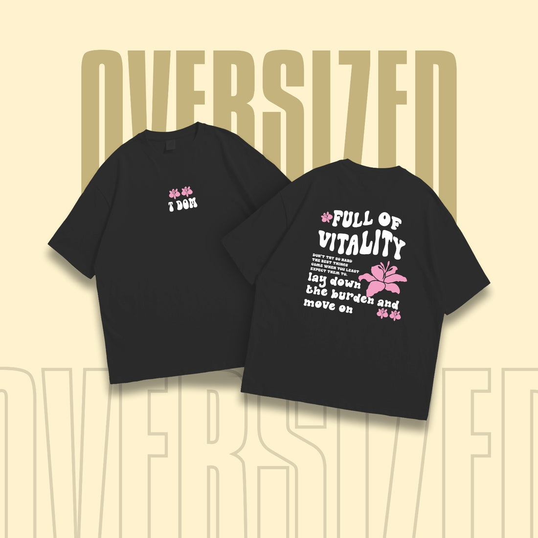 Full of vitality Round Neck Oversized T-Shirt