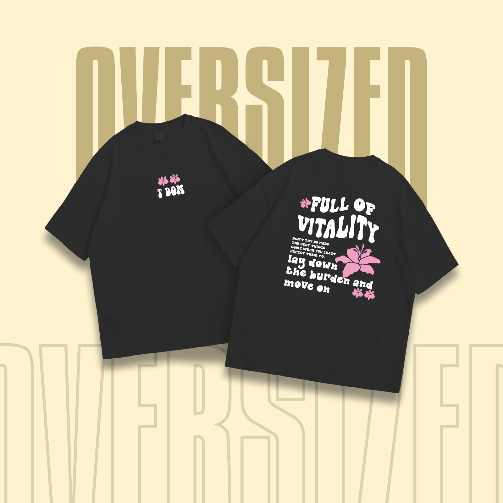 Full of vitality Round Neck Oversized T-Shirt