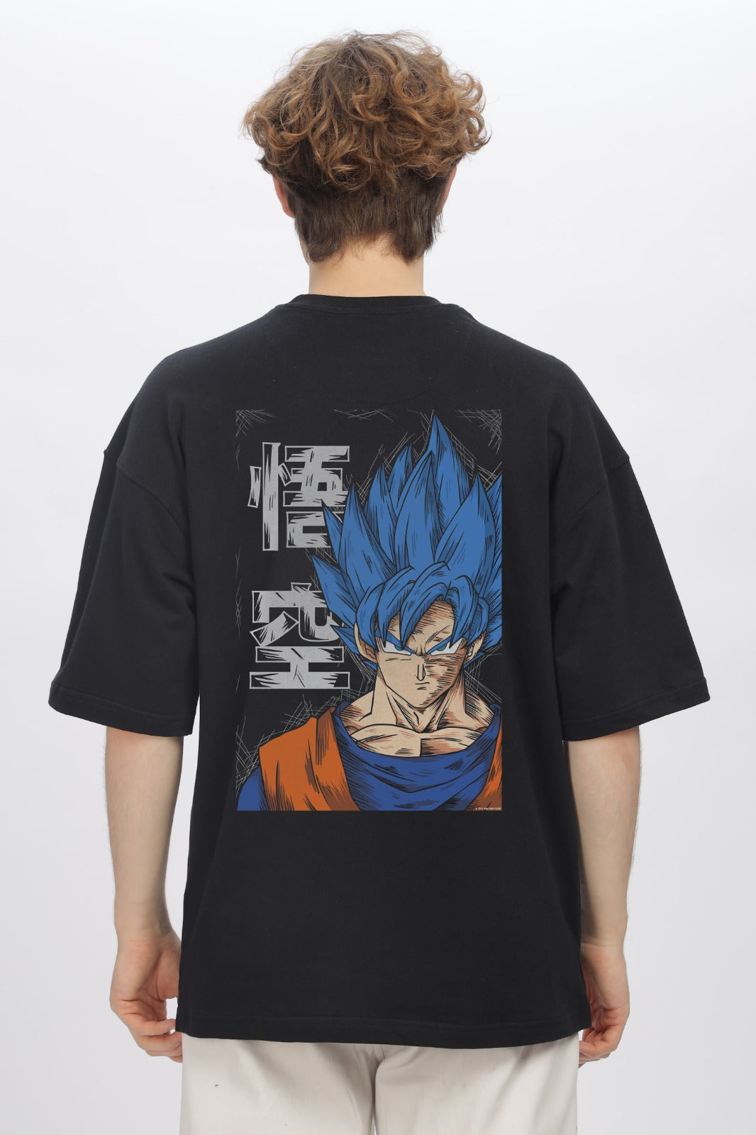 Goku blue saiyan Round Neck Oversized T-Shirt