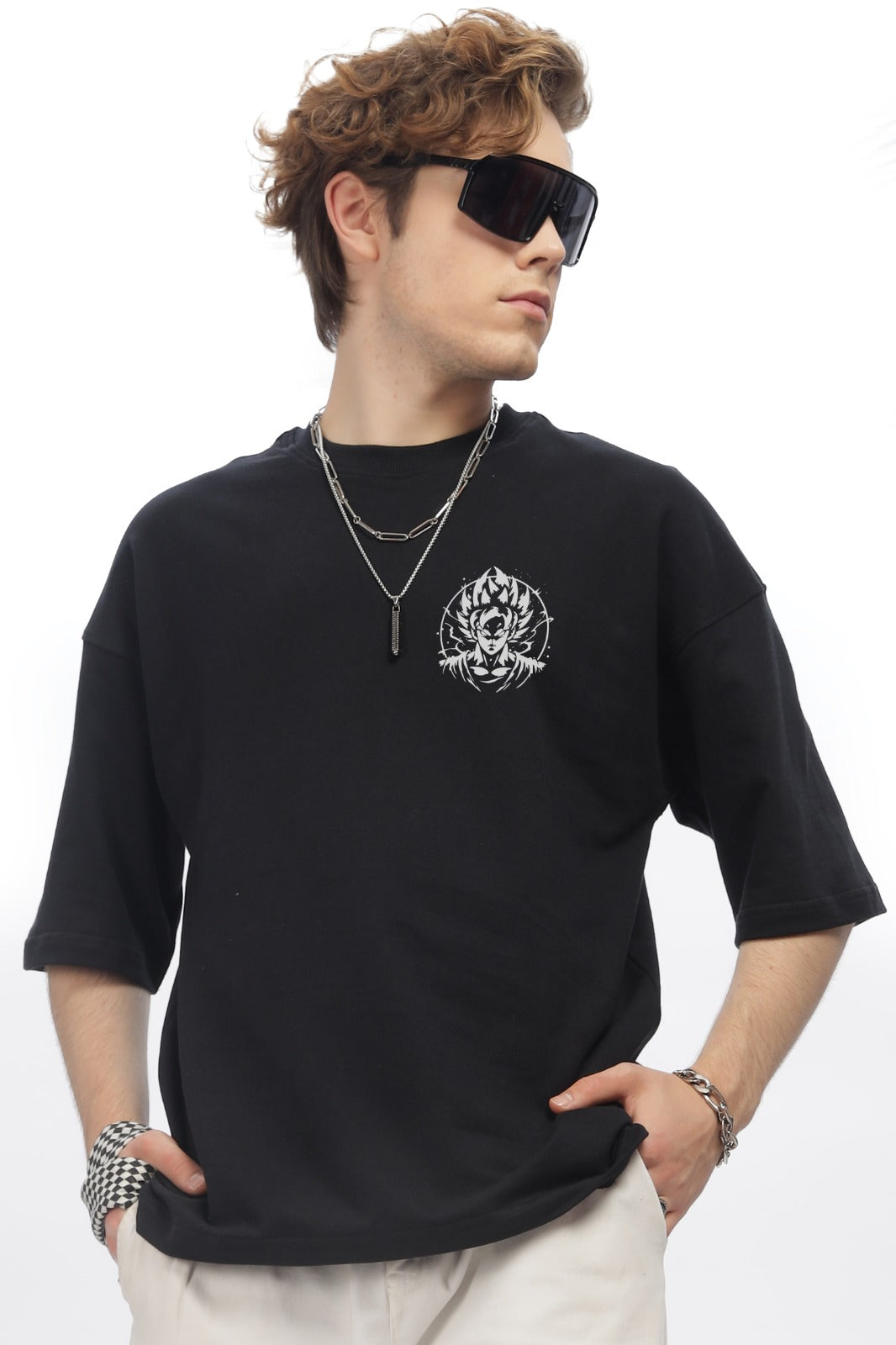 Goku blue saiyan Round Neck Oversized T-Shirt