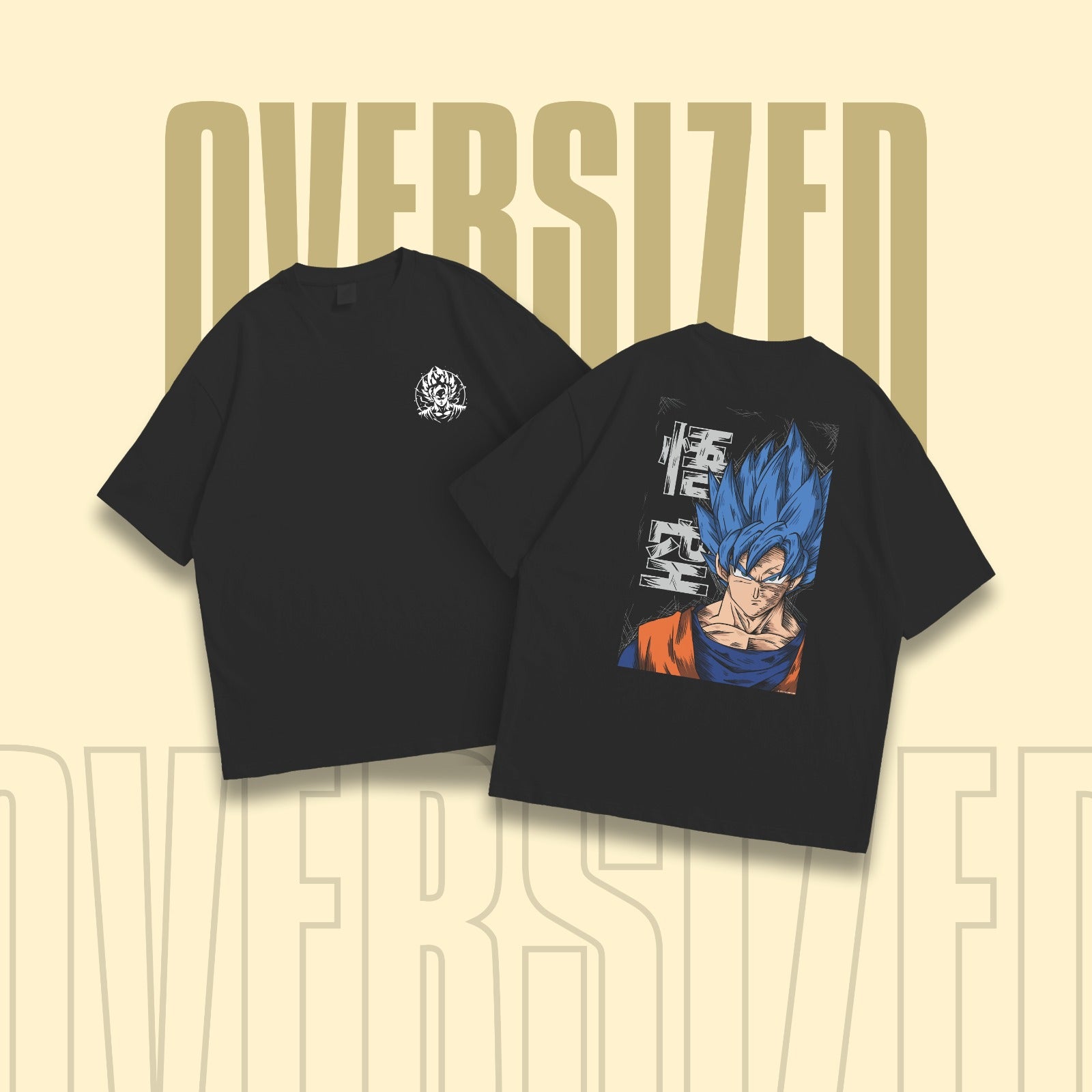 Goku blue saiyan Round Neck Oversized T-Shirt