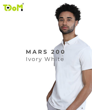 TDOM Men’s Ivory White Mars200 Polo T-Shirt