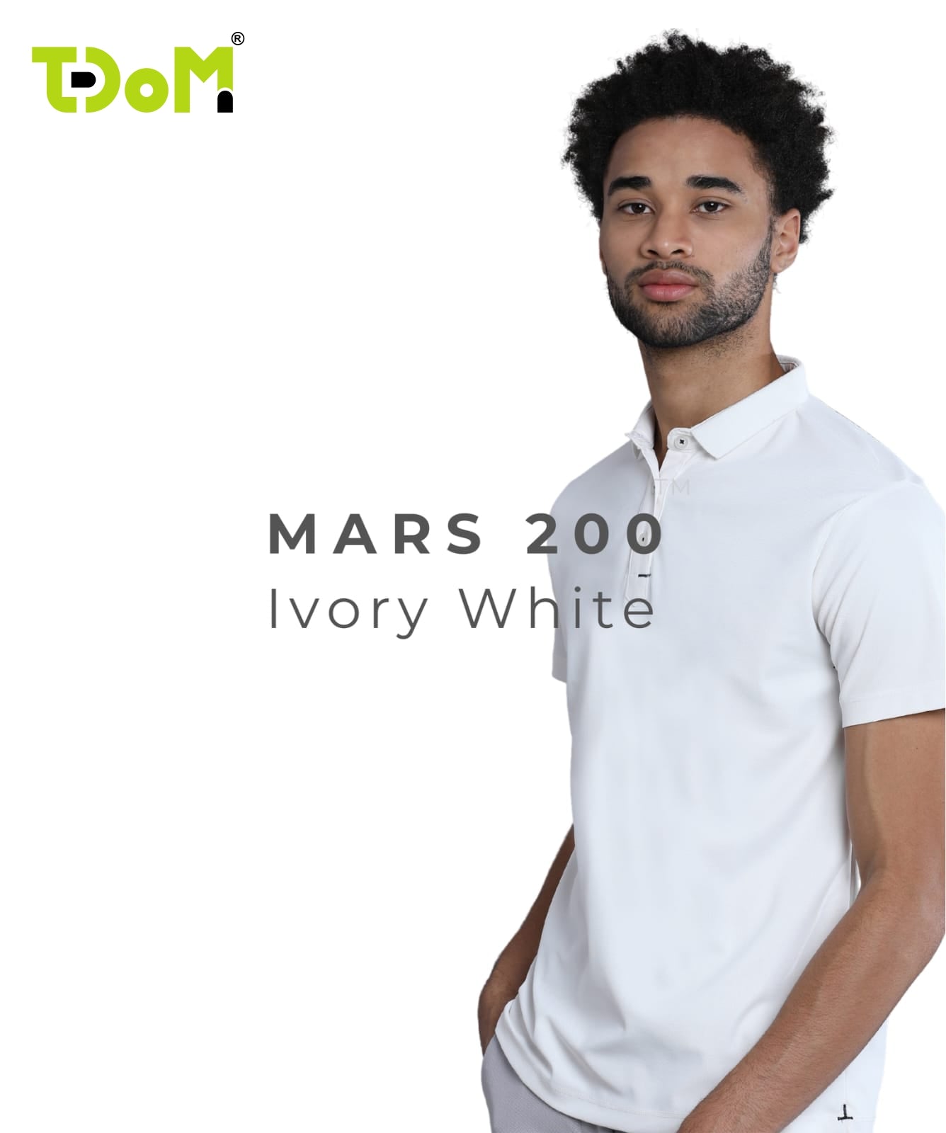 TDOM Men’s Ivory White Mars200 Polo T-Shirt