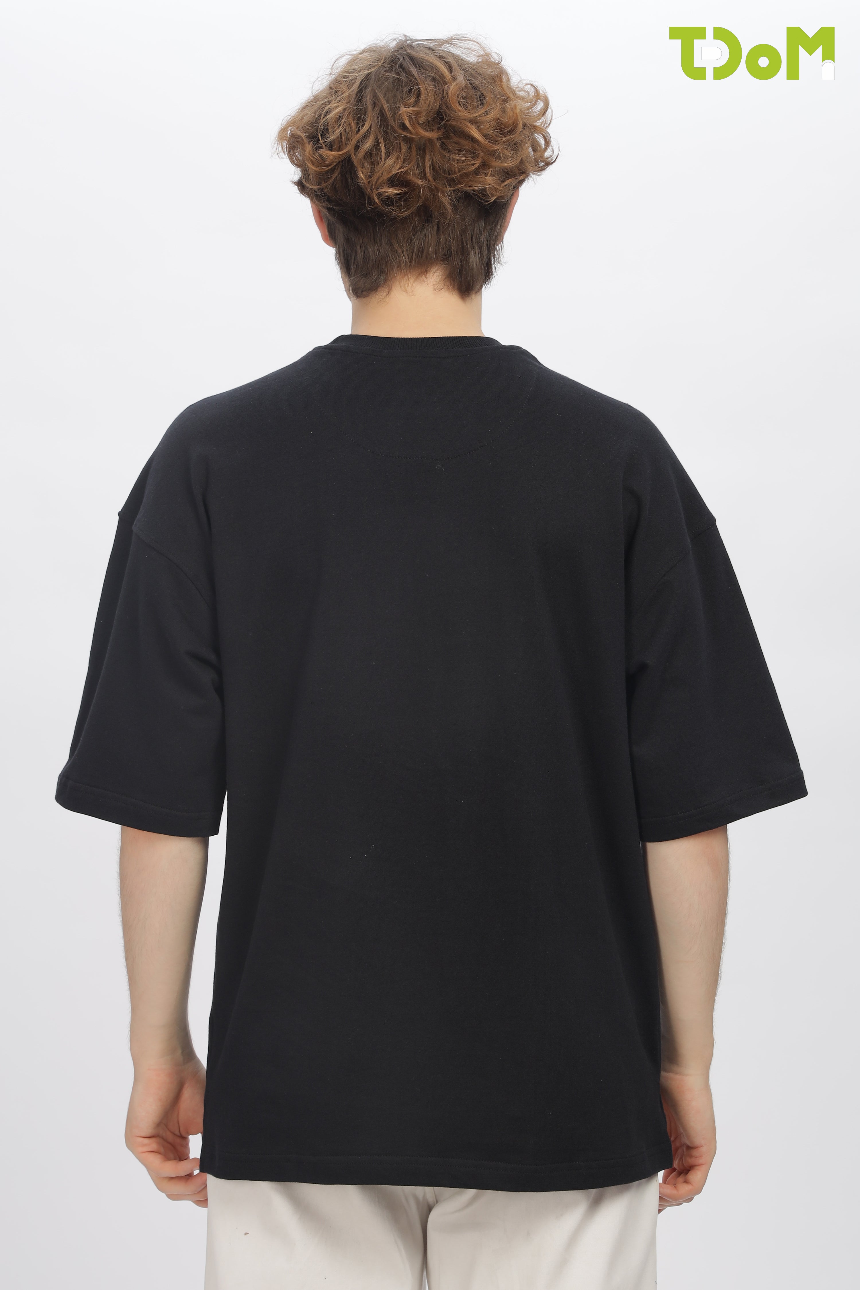 Black Round Neck Premium French Terry Oversized T-Shirt