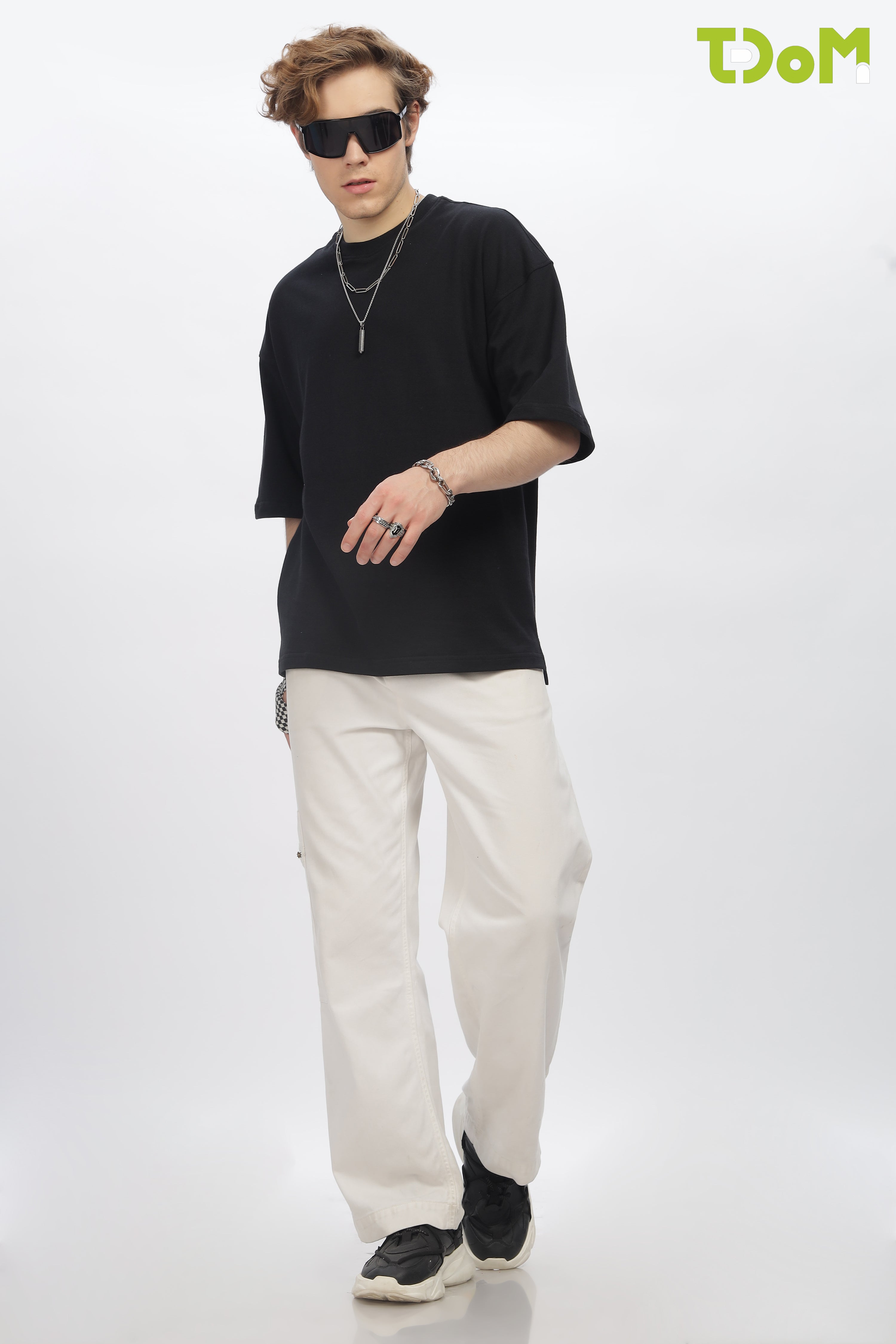 Black Round Neck Premium French Terry Oversized T-Shirt