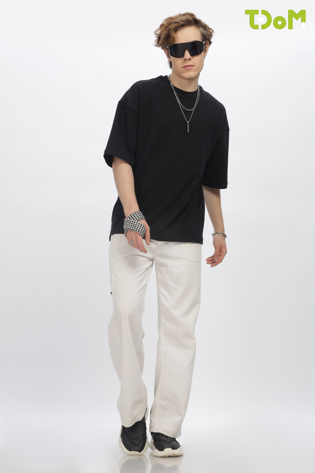 Black Round Neck Premium French Terry Oversized T-Shirt