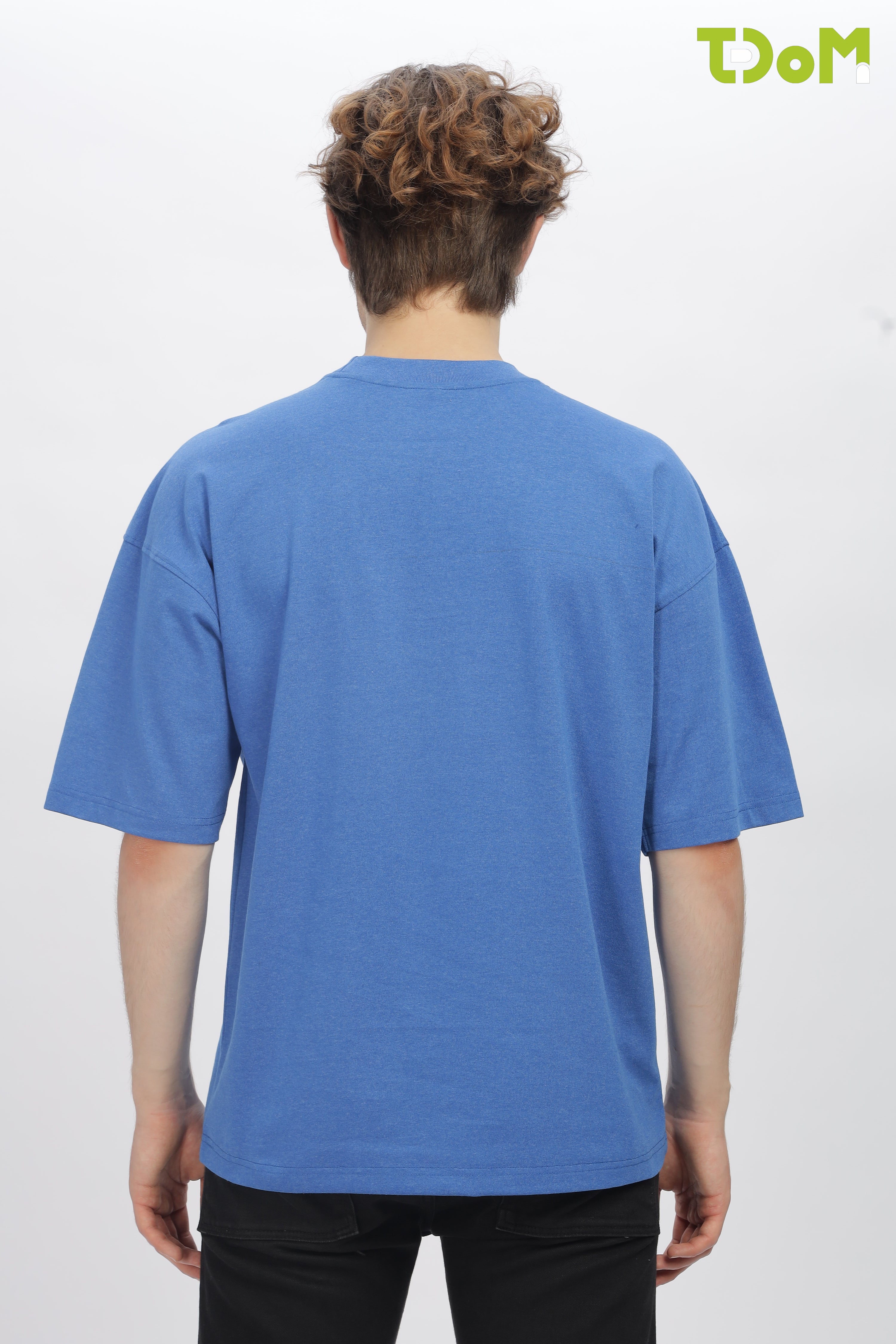 Blue Round Neck Premium French Terry Oversized T-Shirt