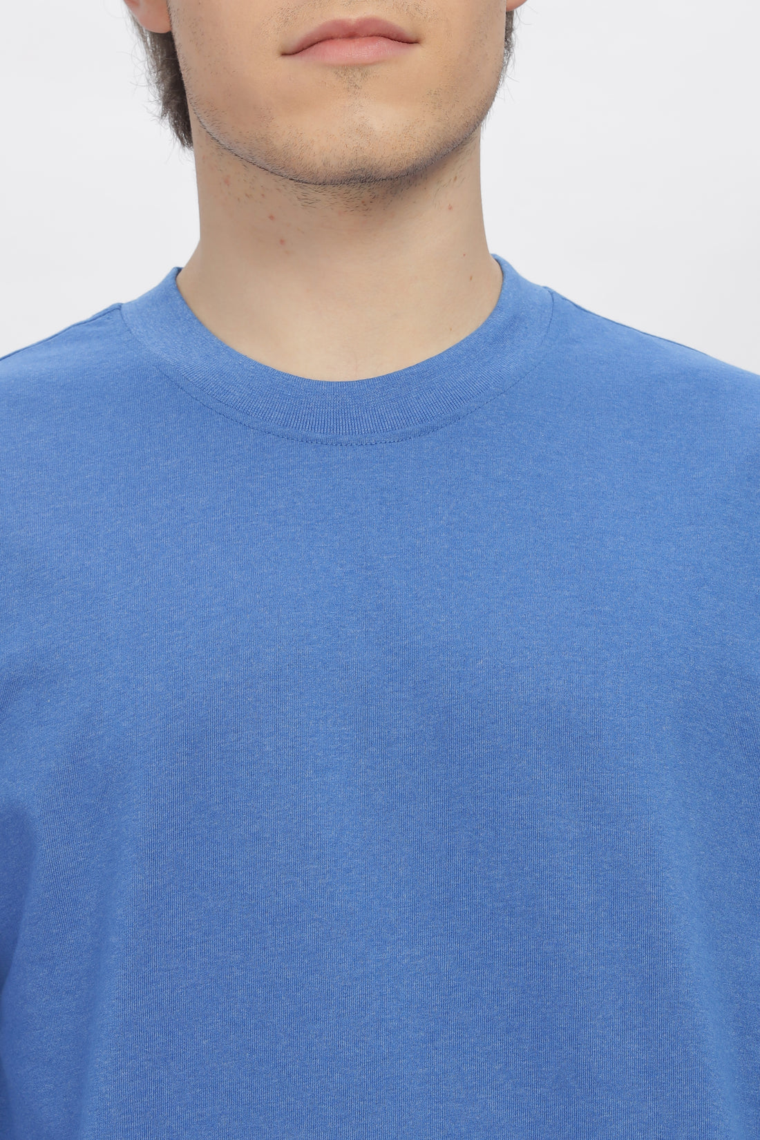 Blue Round Neck Premium French Terry Oversized T-Shirt