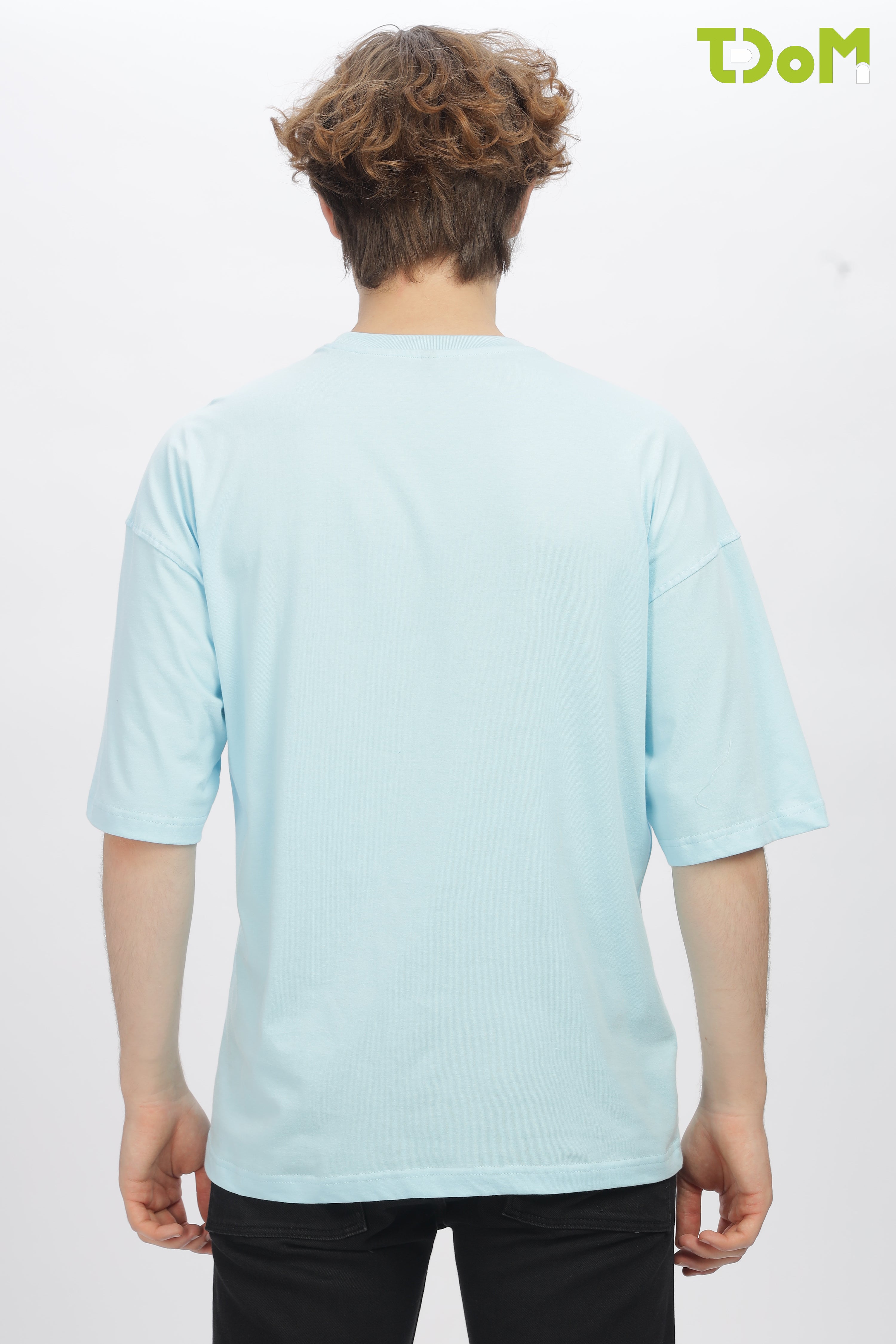 Light Blue Round Neck Premium French Terry Oversized T-Shirt