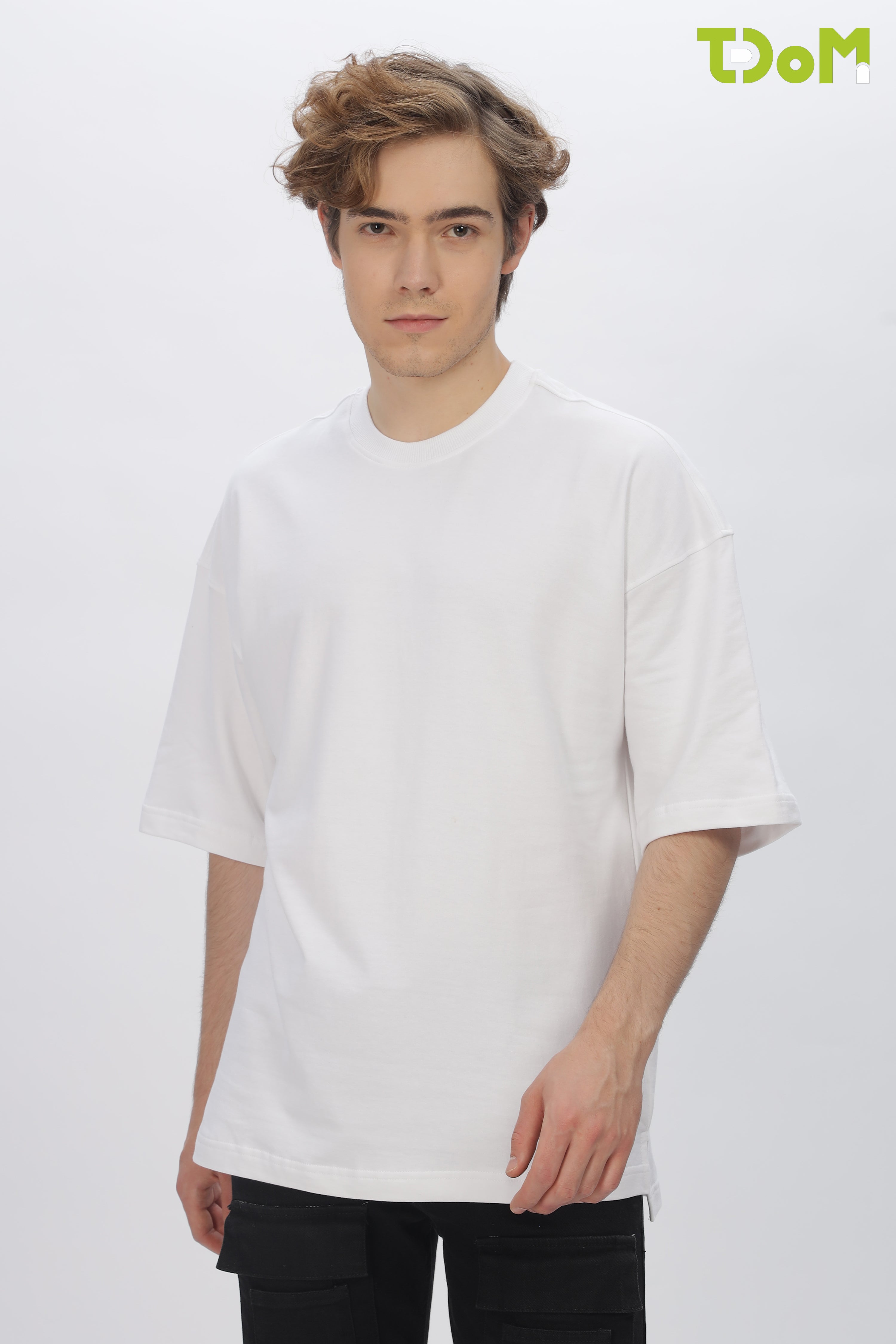 White Round Neck Premium French Terry Oversized T-Shirt