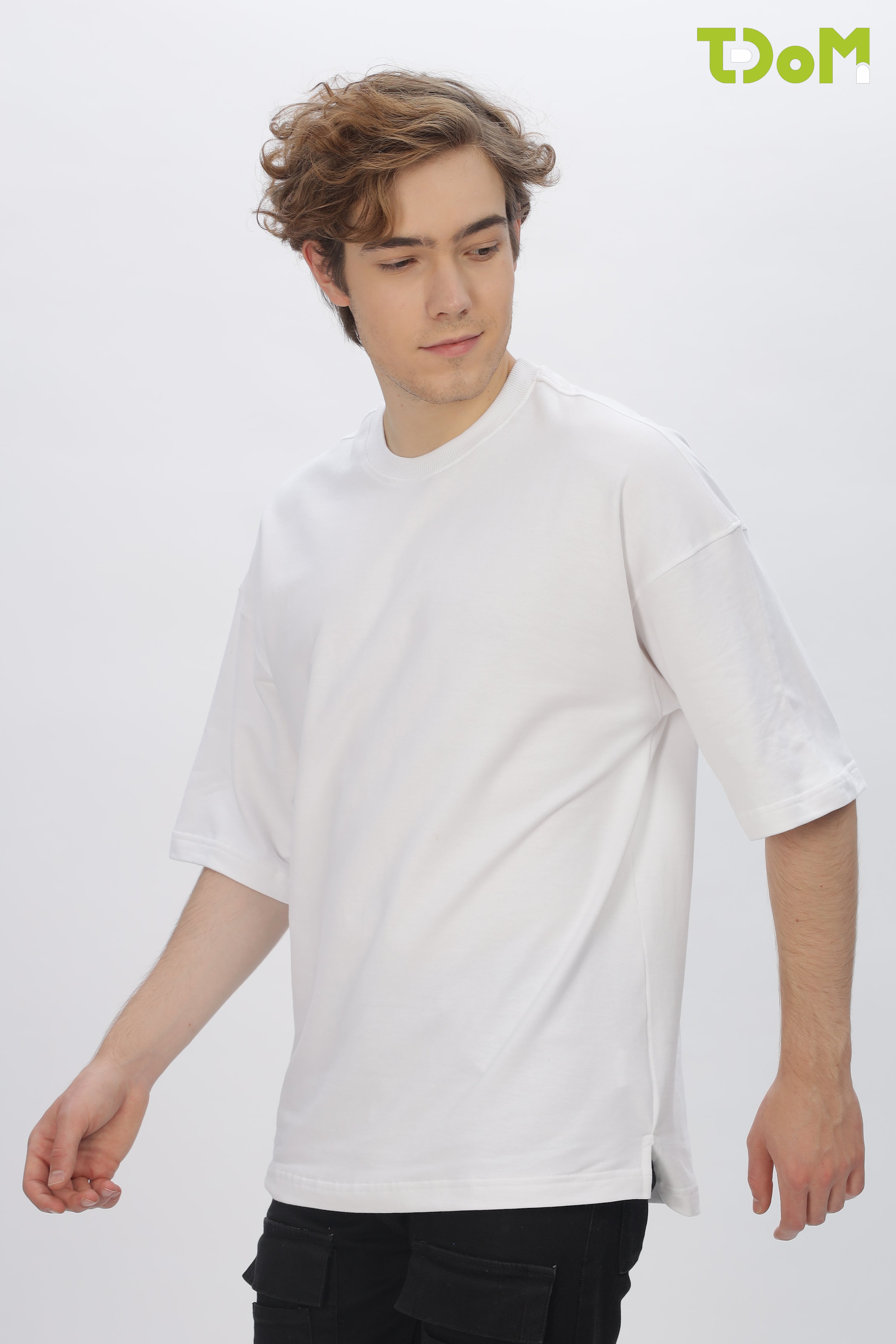 White Round Neck Premium French Terry Oversized T-Shirt