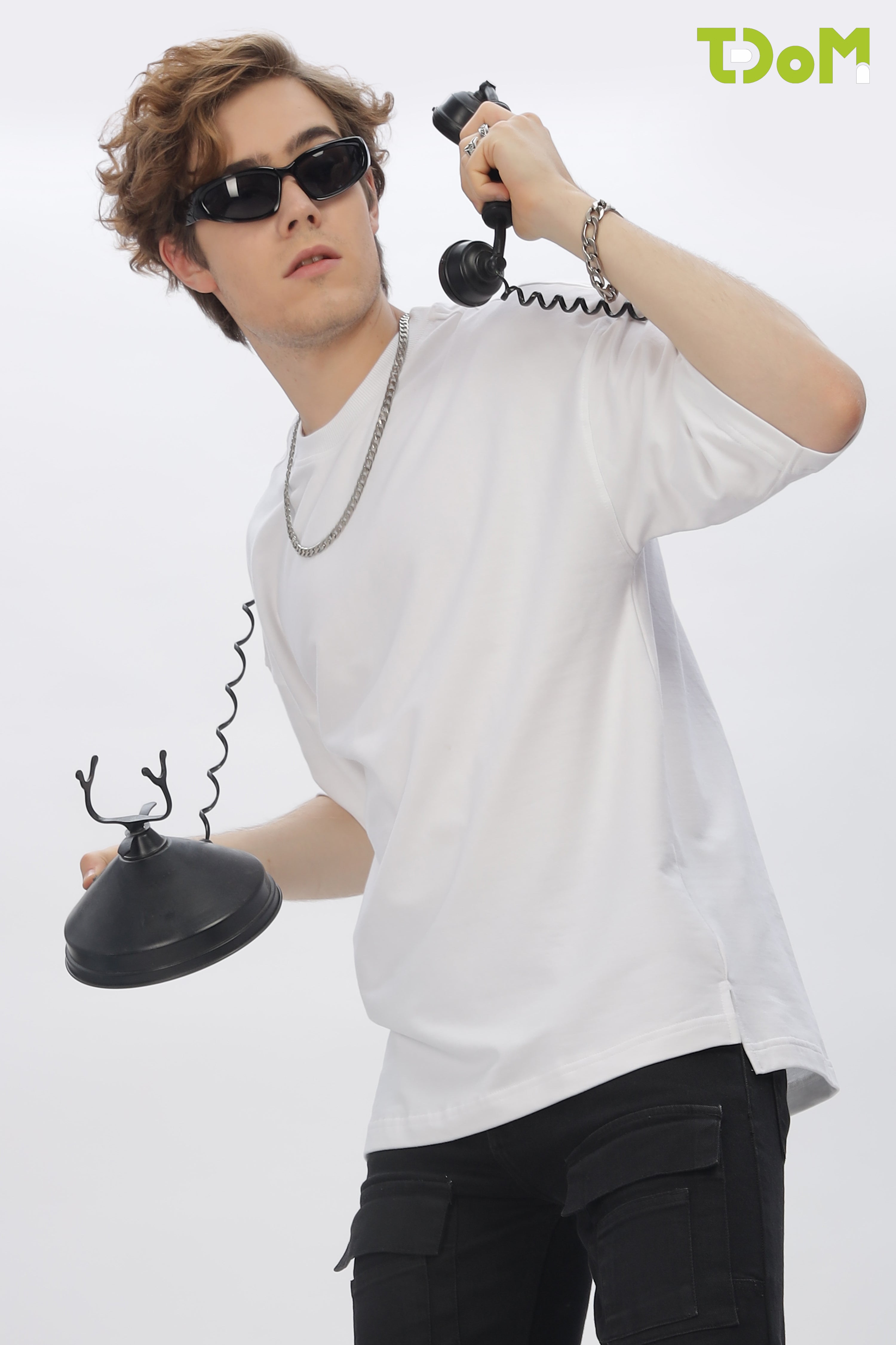 White Round Neck Premium French Terry Oversized T-Shirt