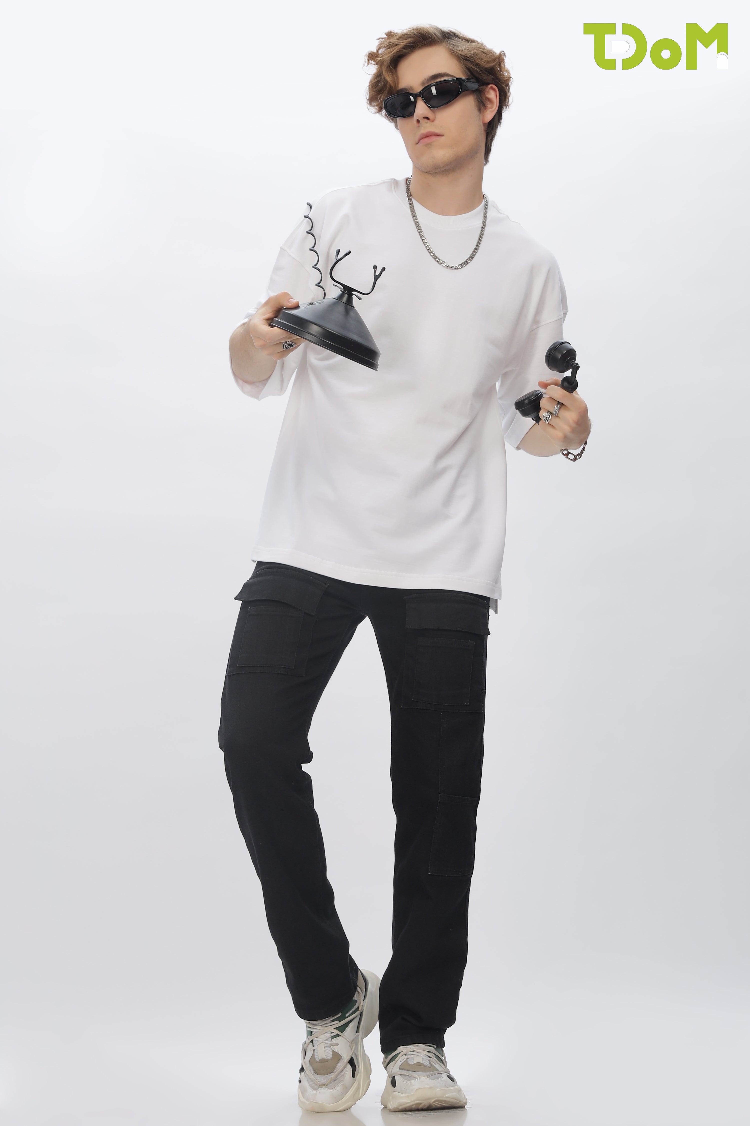 White Round Neck Premium French Terry Oversized T-Shirt