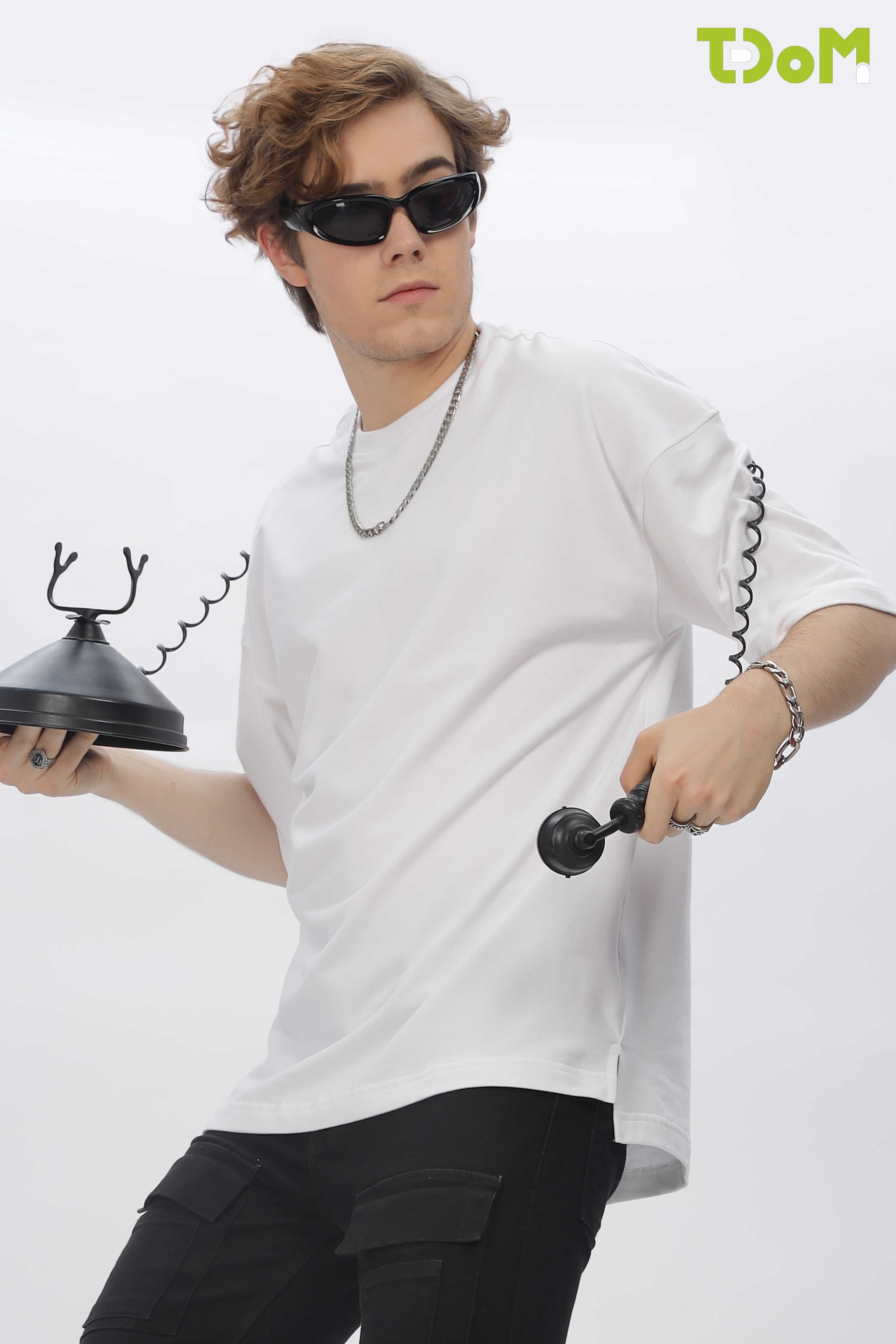 White Round Neck Premium French Terry Oversized T-Shirt