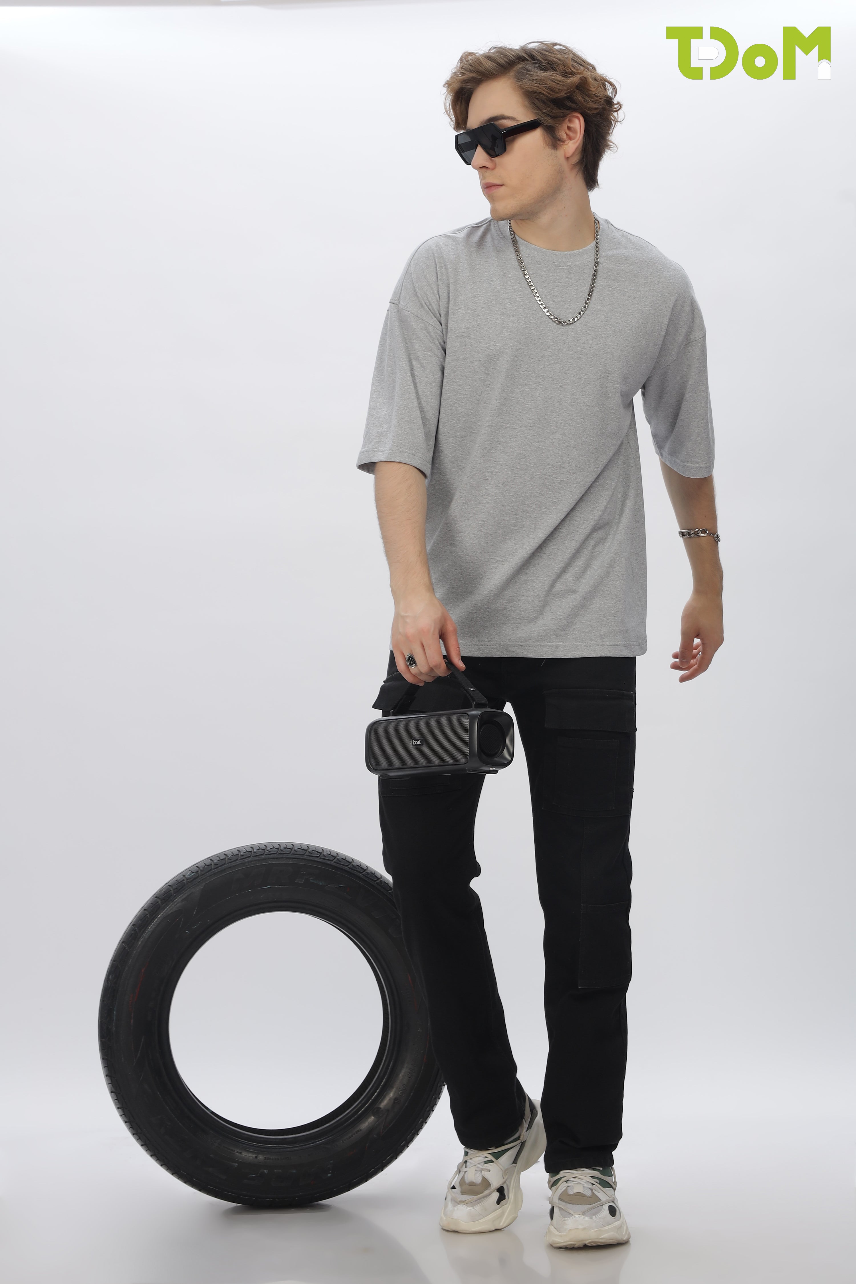 Grey Round Neck Premium French Terry Oversized T-Shirt