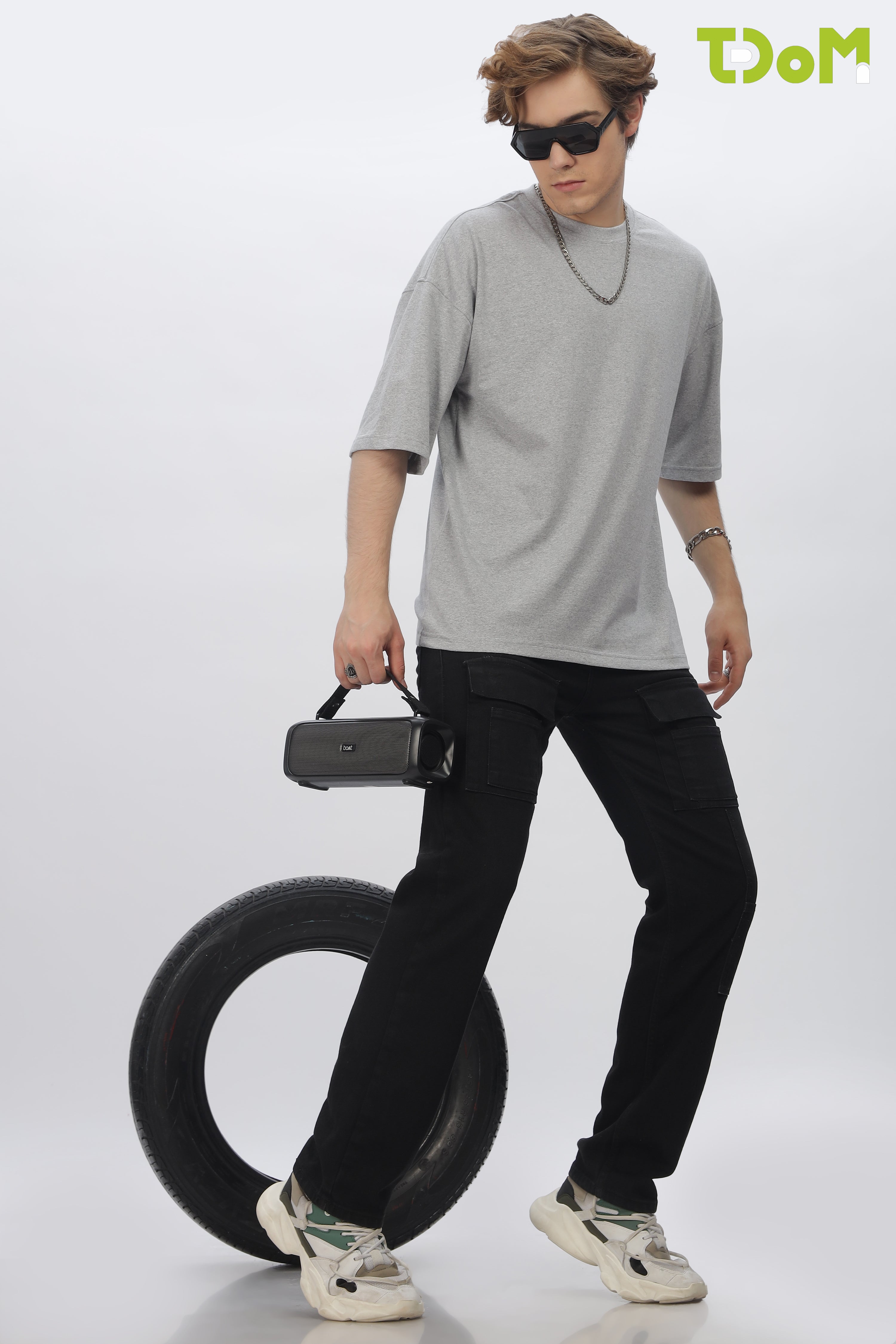 Grey Round Neck Premium French Terry Oversized T-Shirt