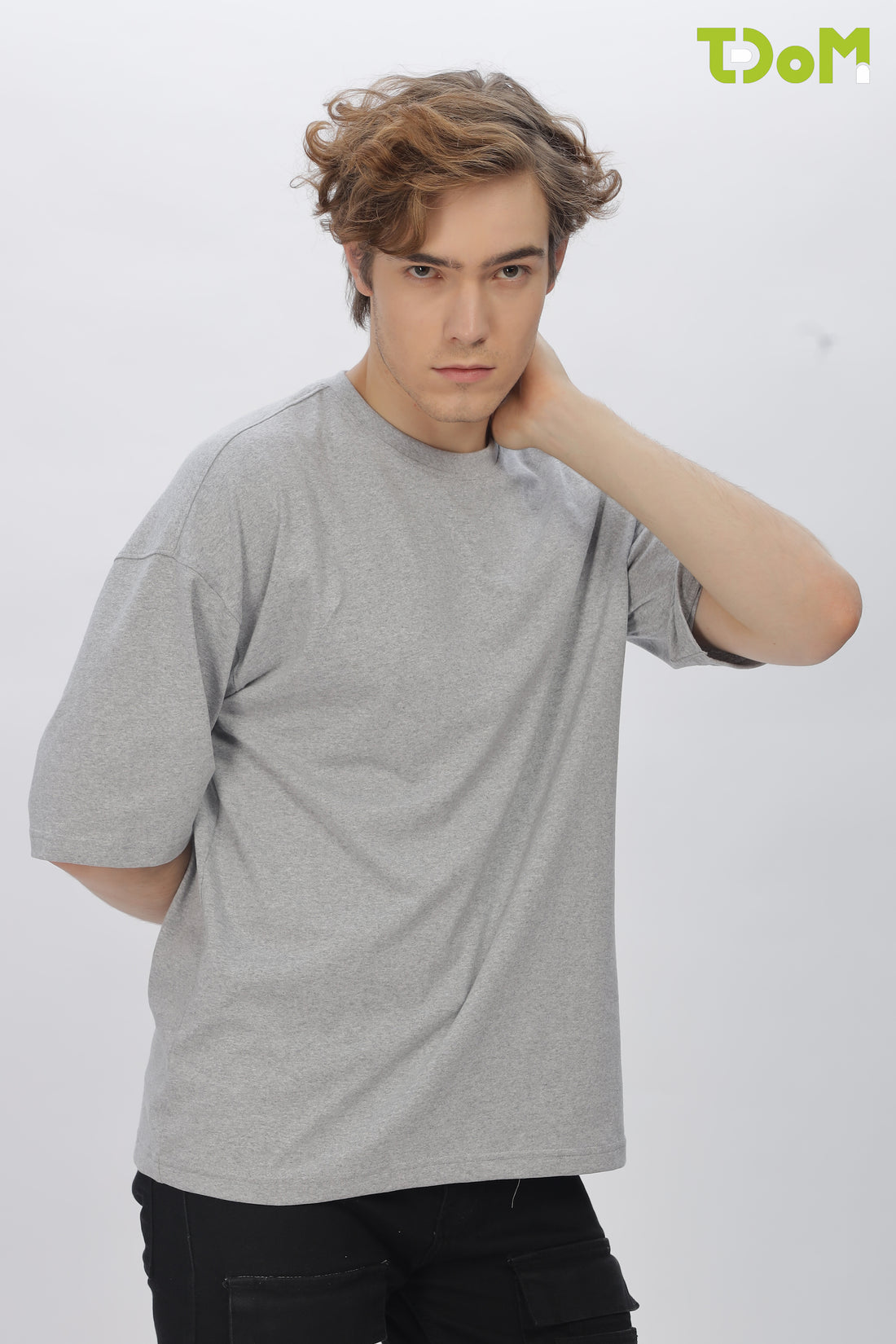 Grey Round Neck Premium French Terry Oversized T-Shirt