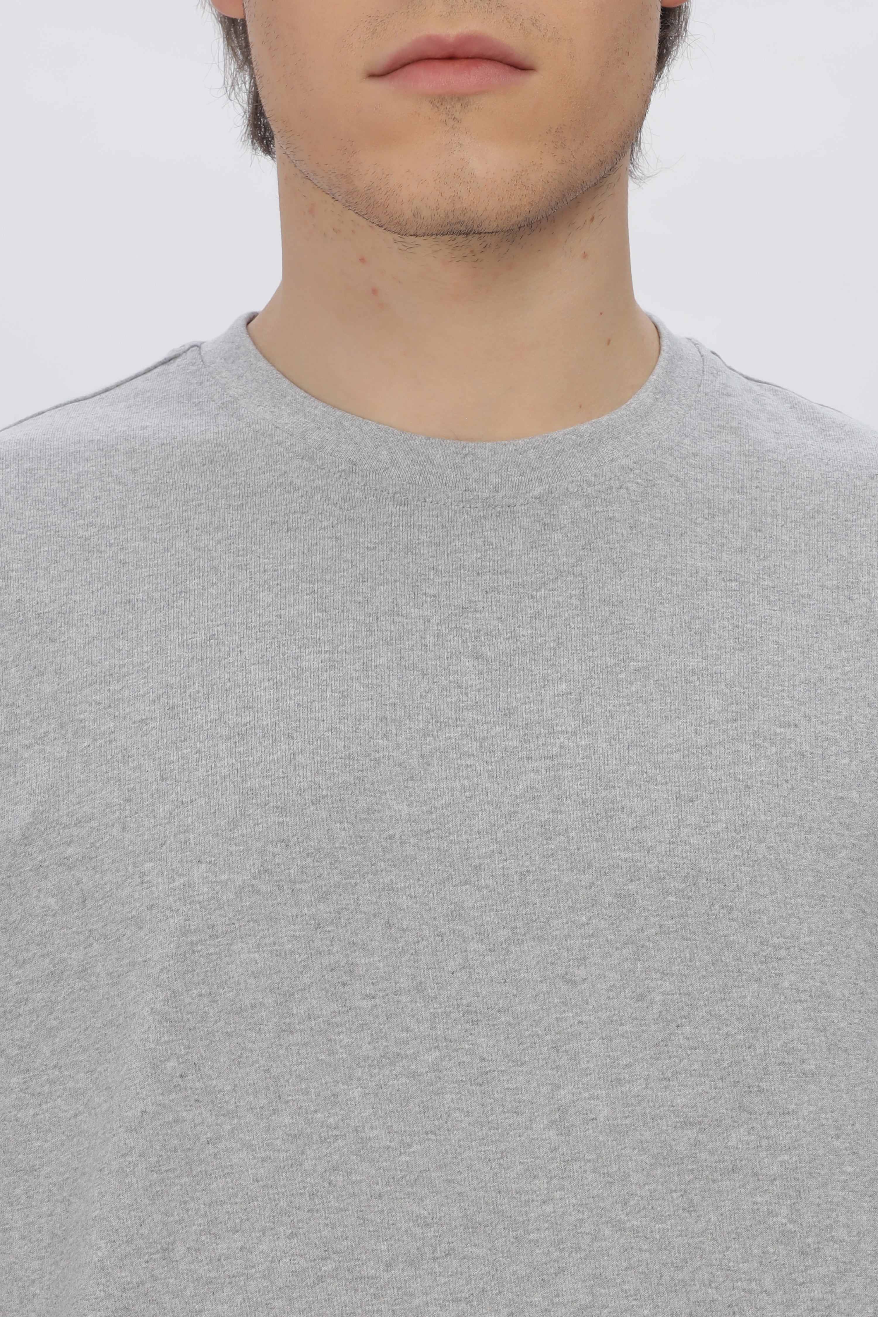 Grey Round Neck Premium French Terry Oversized T-Shirt