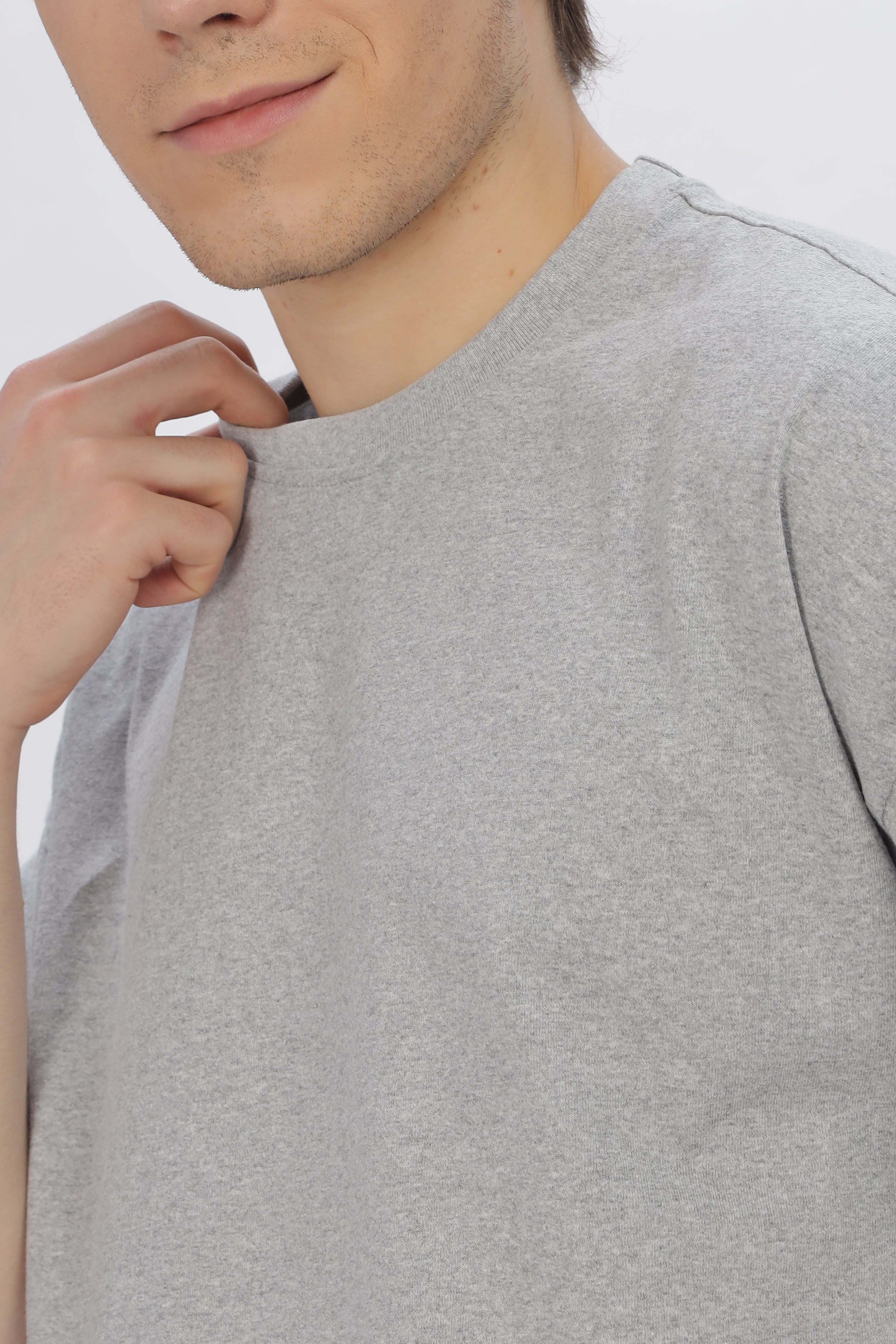 Grey Round Neck Premium French Terry Oversized T-Shirt