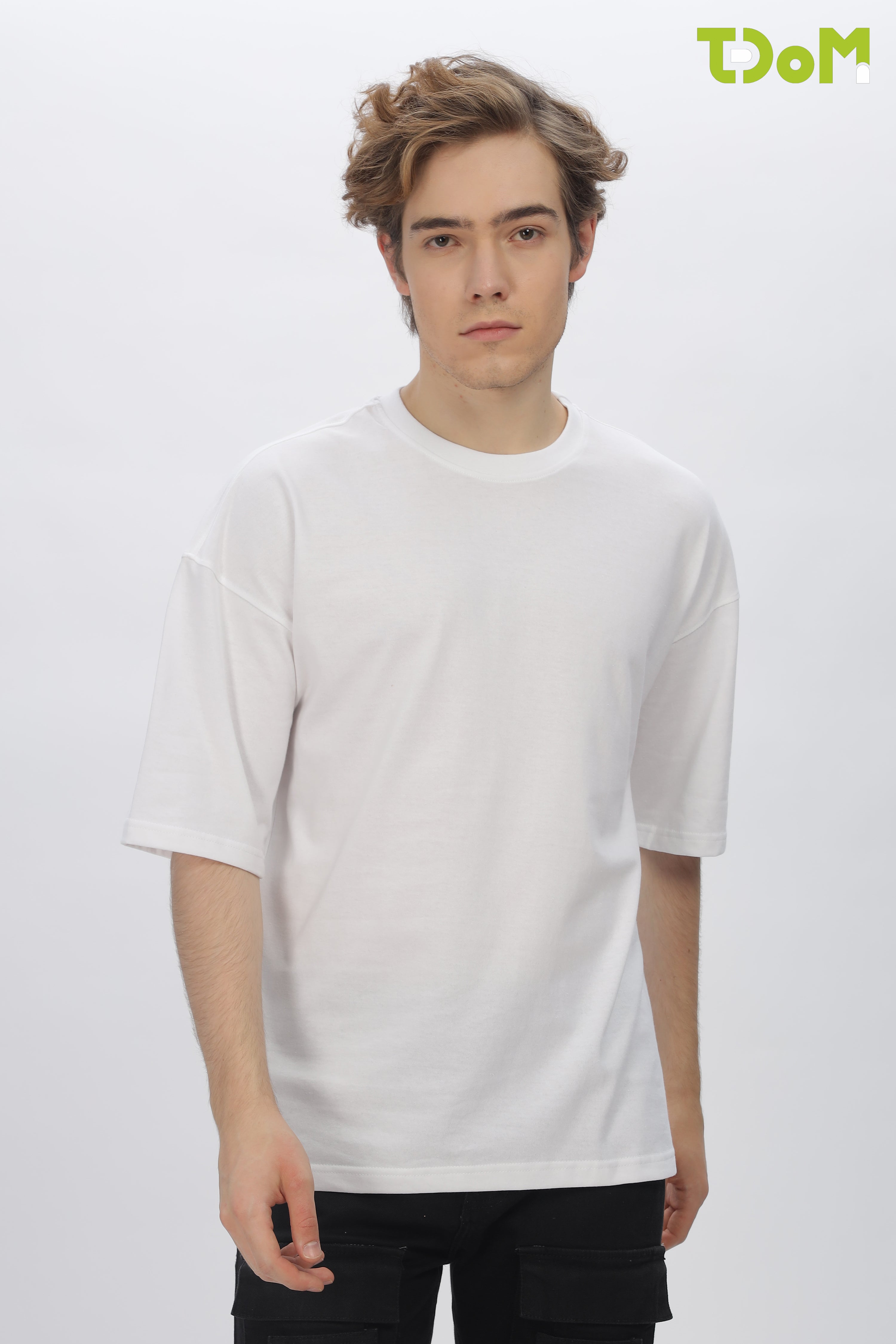 White Round Neck Premium French Terry Oversized T-Shirt