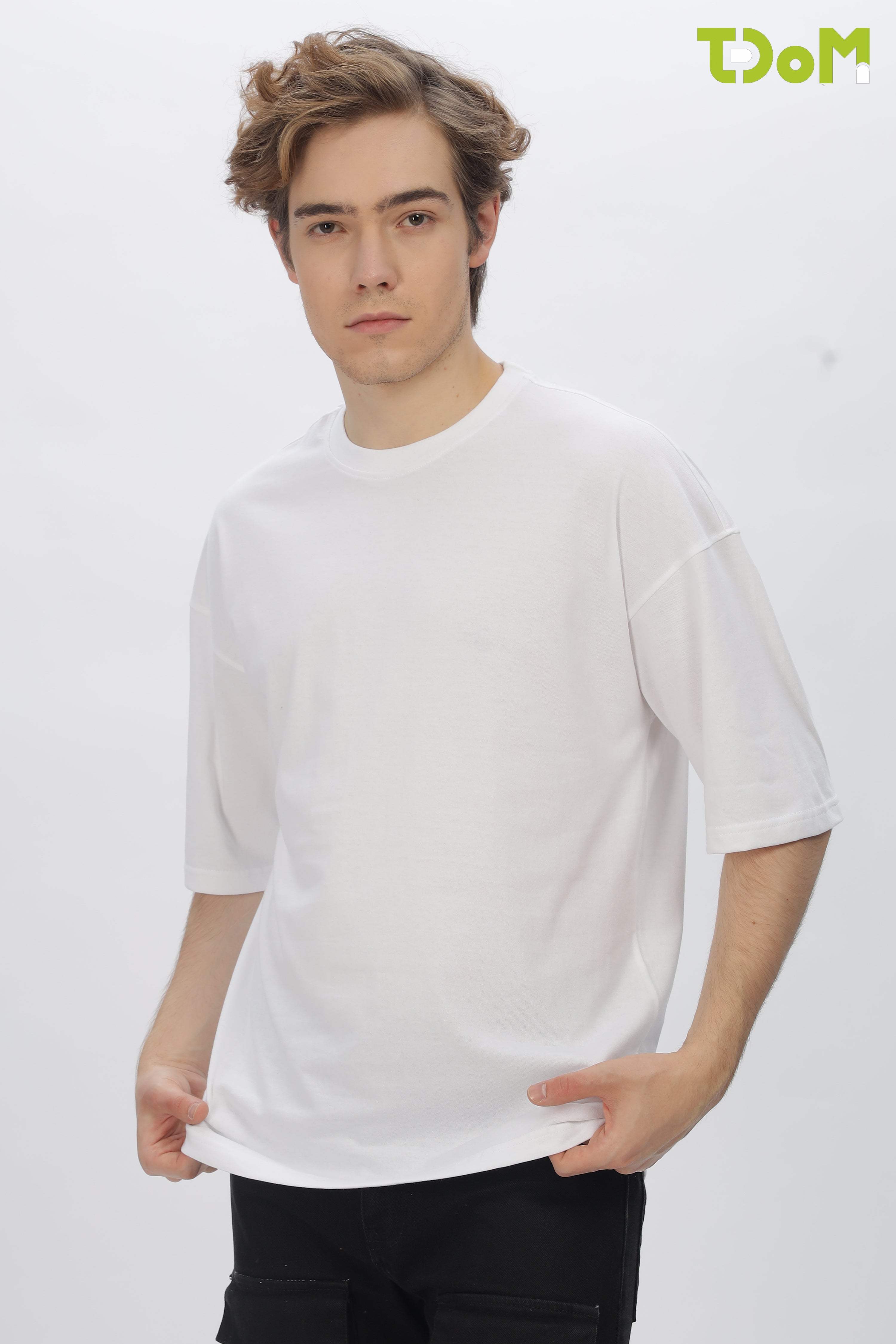White Round Neck Premium French Terry Oversized T-Shirt