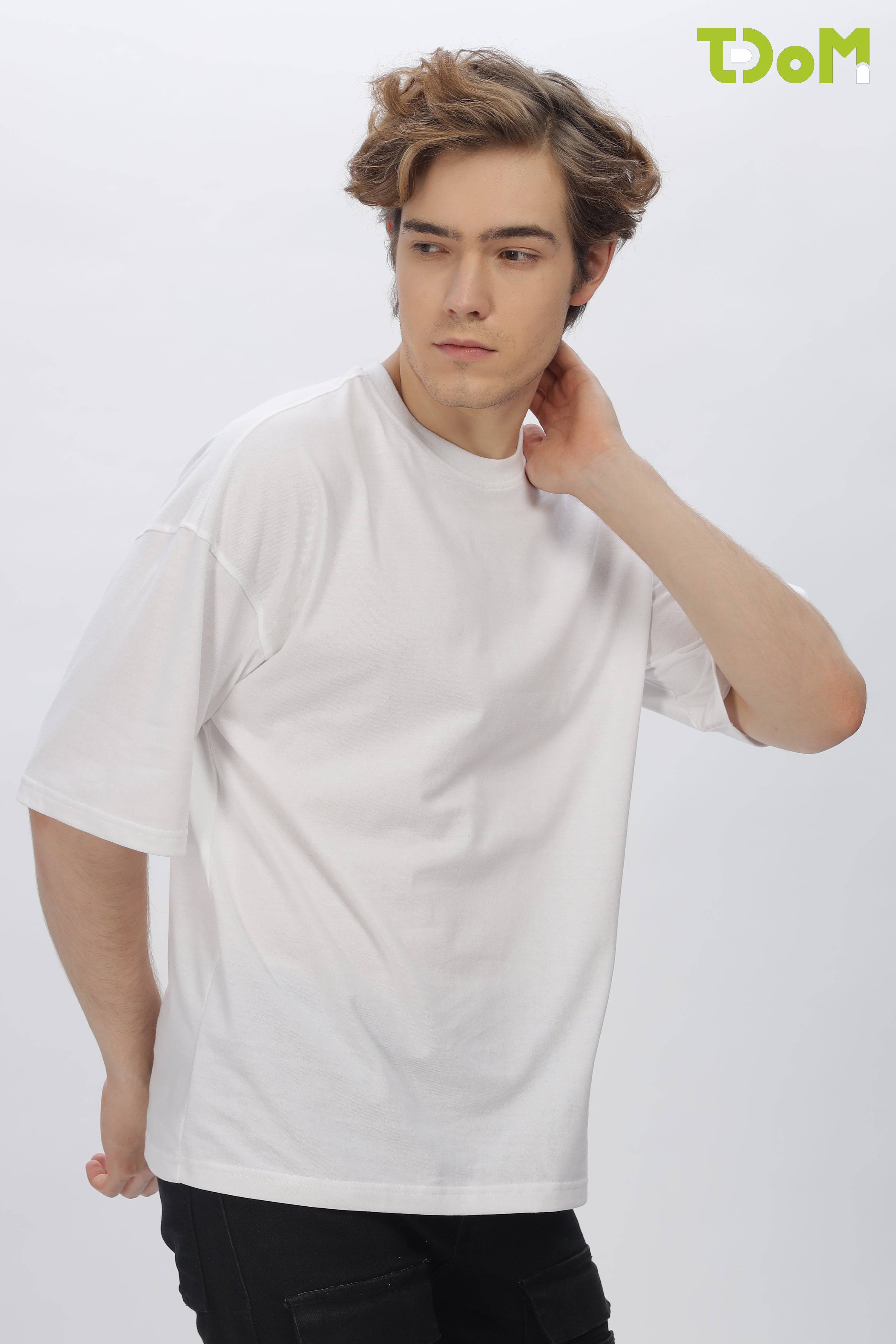 White Round Neck Premium French Terry Oversized T-Shirt