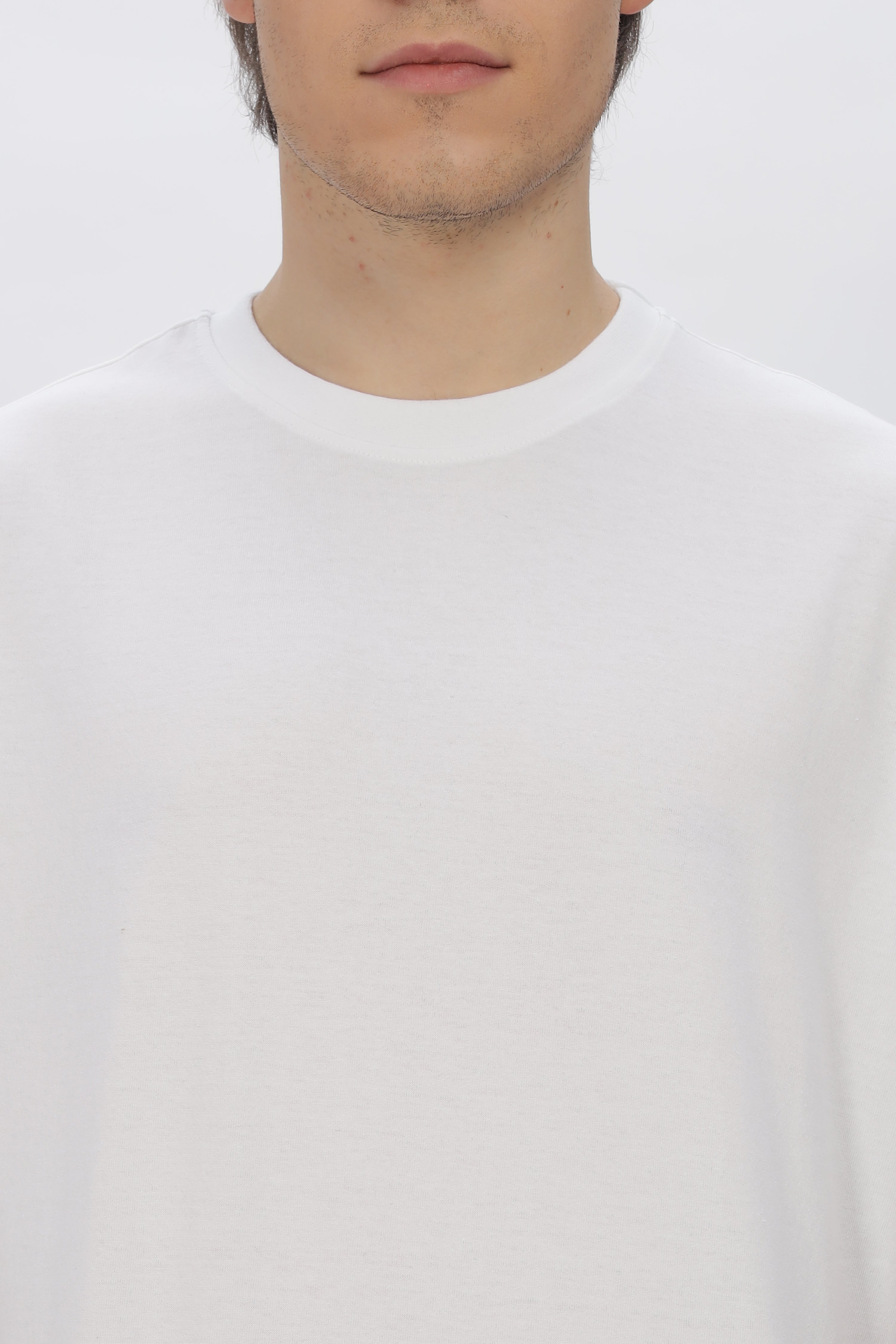 White Round Neck Premium French Terry Oversized T-Shirt