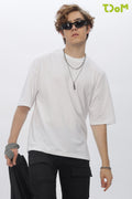 White Round Neck Premium French Terry Oversized T-Shirt