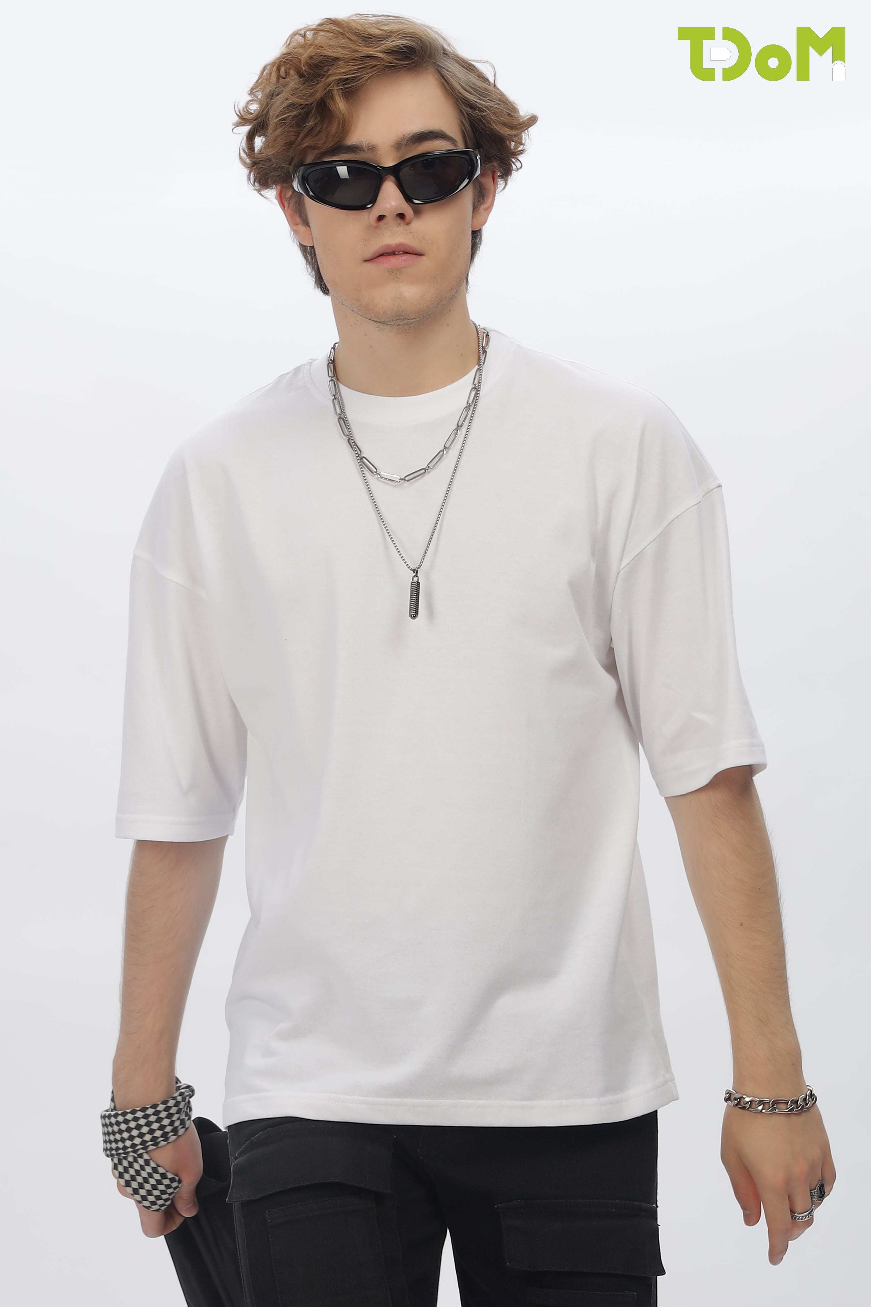 White Round Neck Premium French Terry Oversized T-Shirt