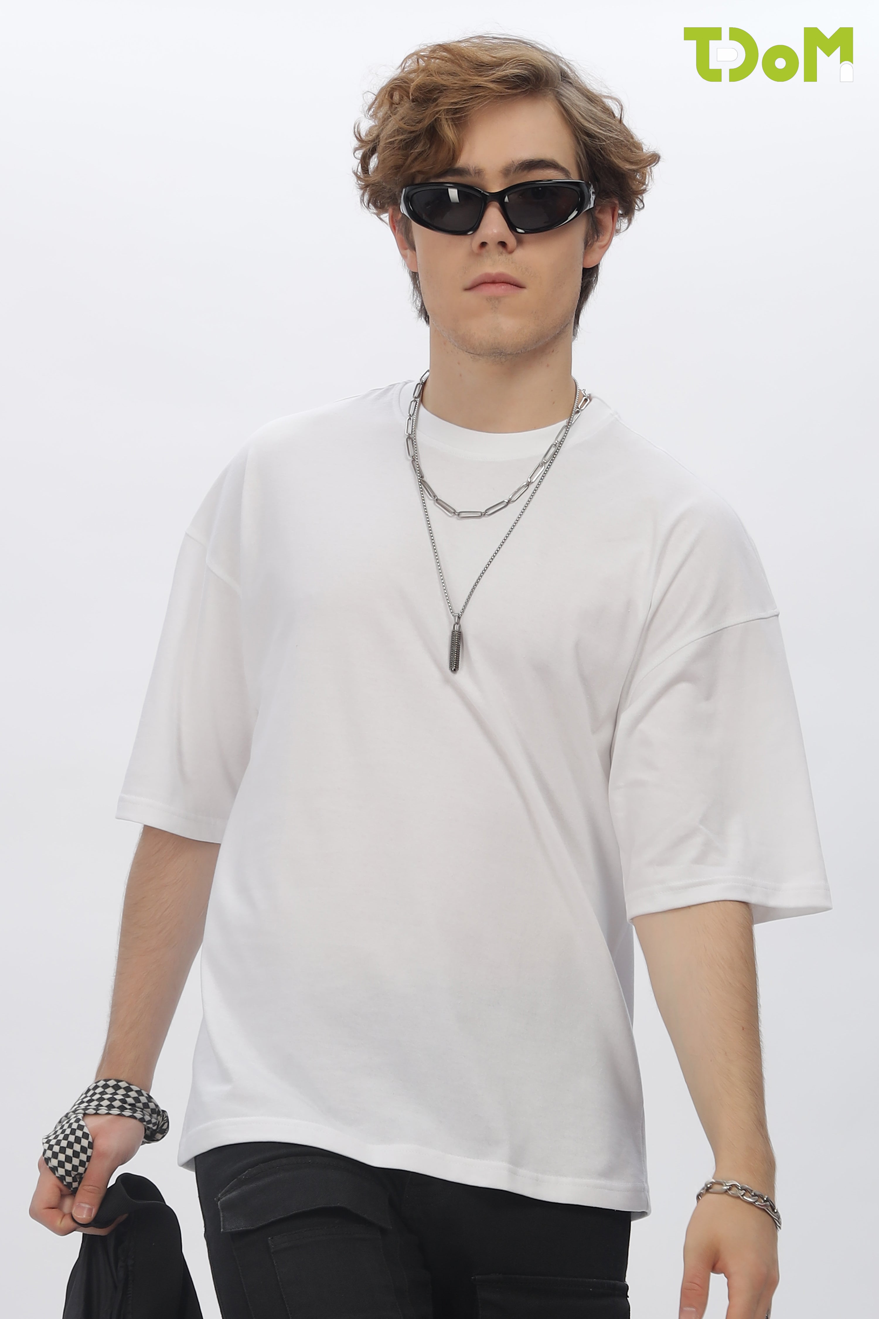 White Round Neck Premium French Terry Oversized T-Shirt