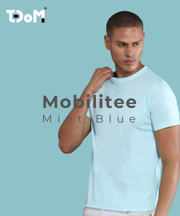 Mobilitee Mint Blue Crew Neck T-Shirt