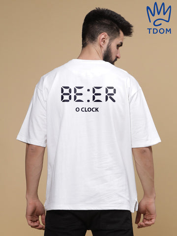 Beer o Clock Round Neck Oversized T-Shirt