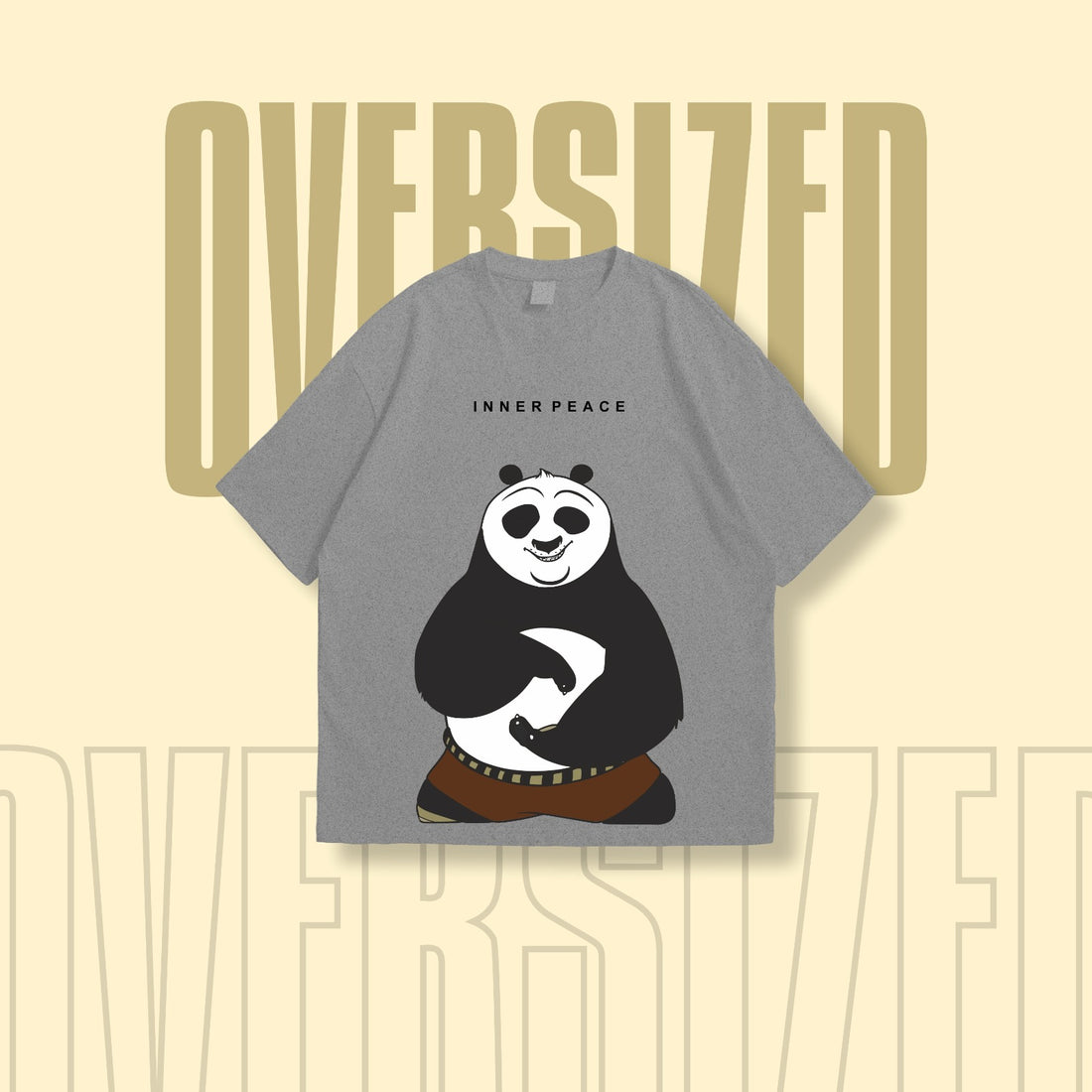 Kung Fu Panda Round Neck Oversized T-Shirt
